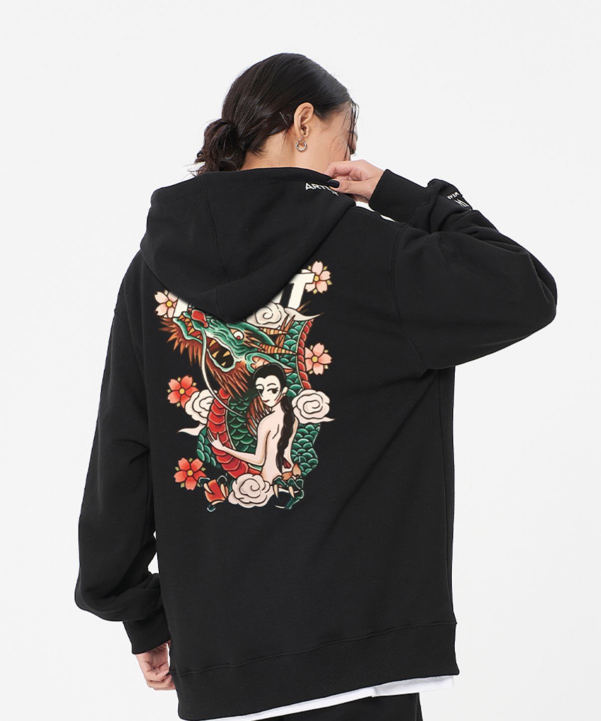 아티스트웨어(ARTISTWEAR) [ATW X 해빗] 조선드래곤  후드티_BK