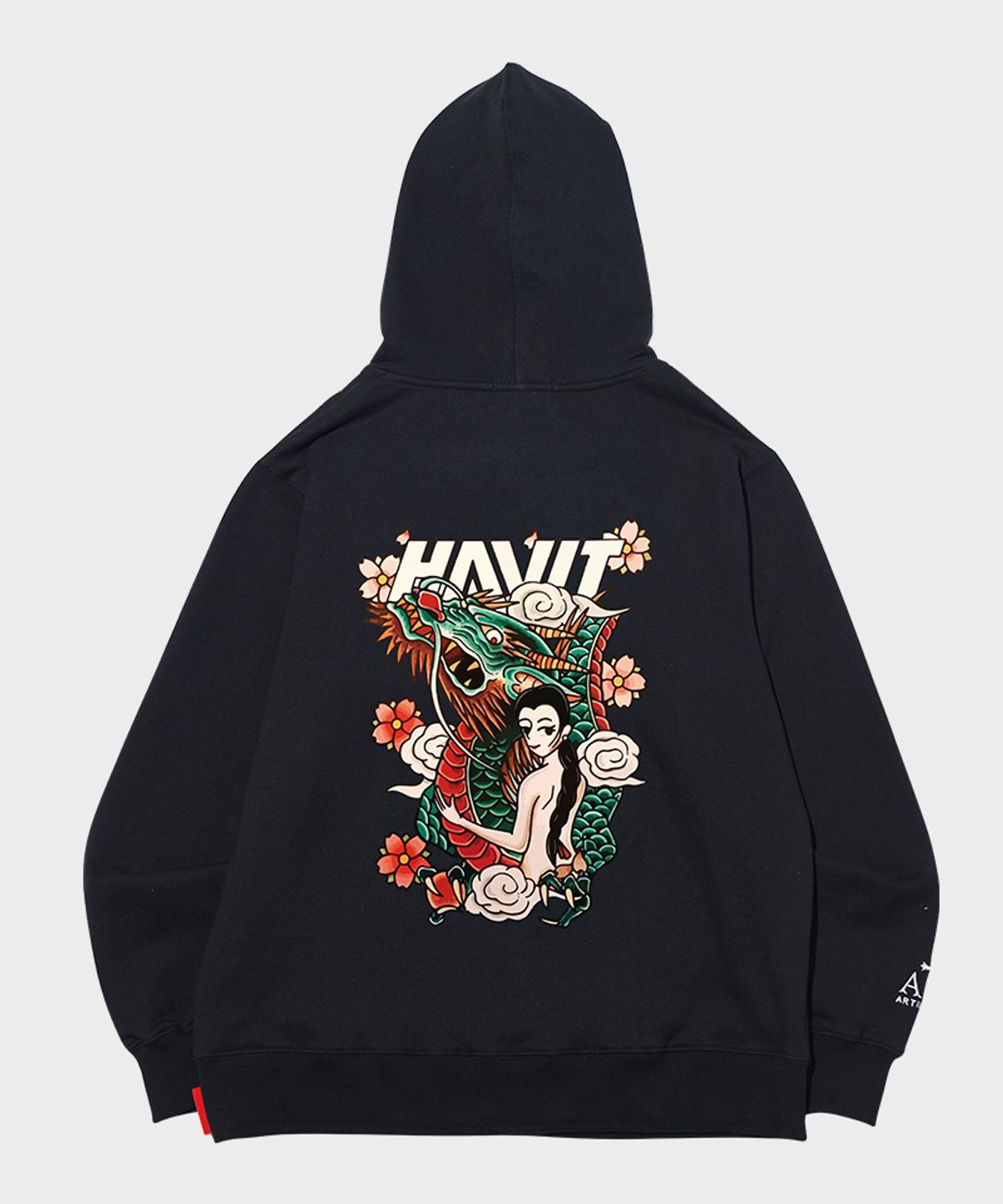 아티스트웨어(ARTISTWEAR) [ATW X 해빗] 조선드래곤  후드티_BK