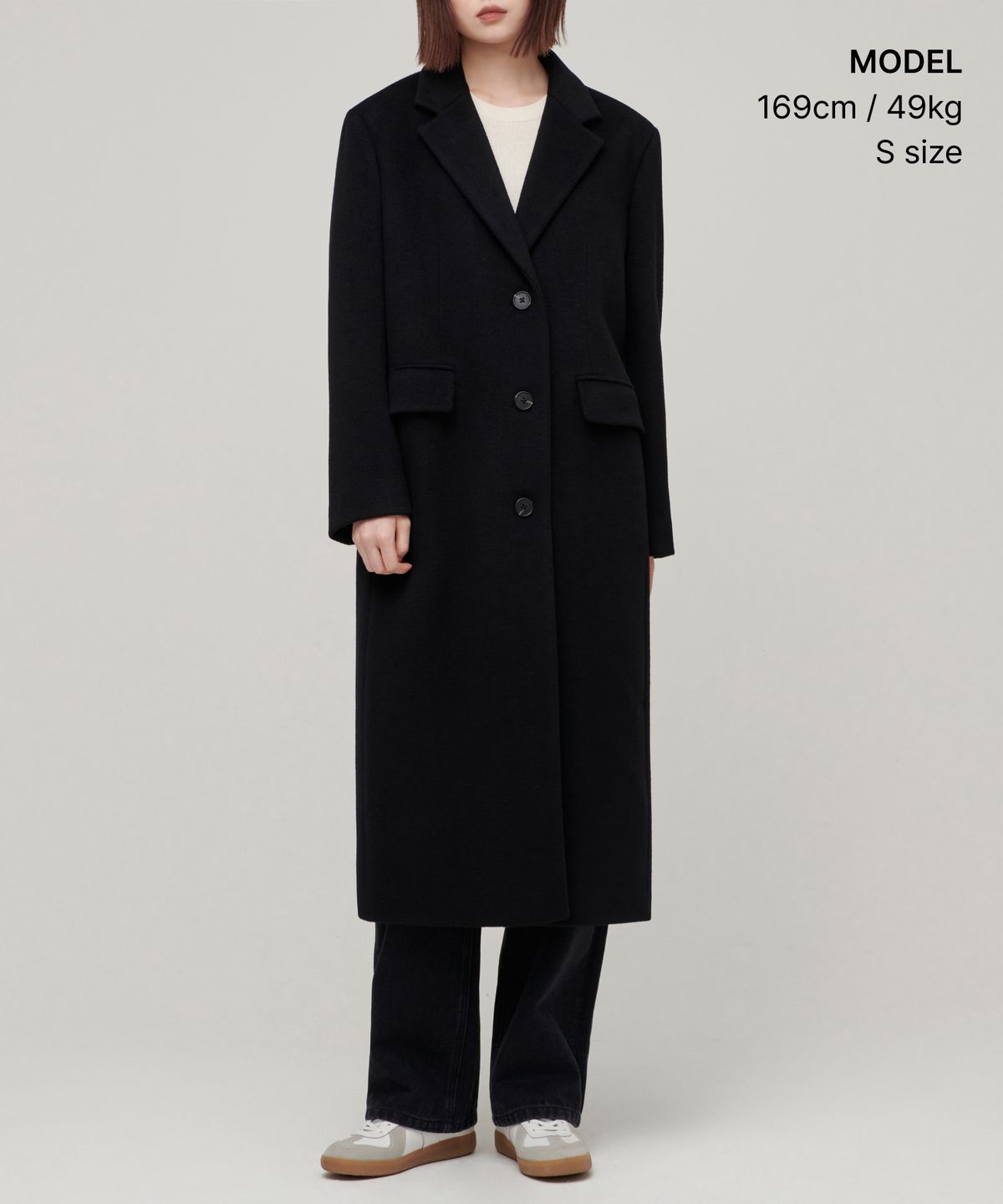 무신사 스탠다드 우먼(MUSINSA STANDARD WOMAN) 우먼즈 캐시미어 블렌드 오버 숄더 싱글 코트 [블랙]