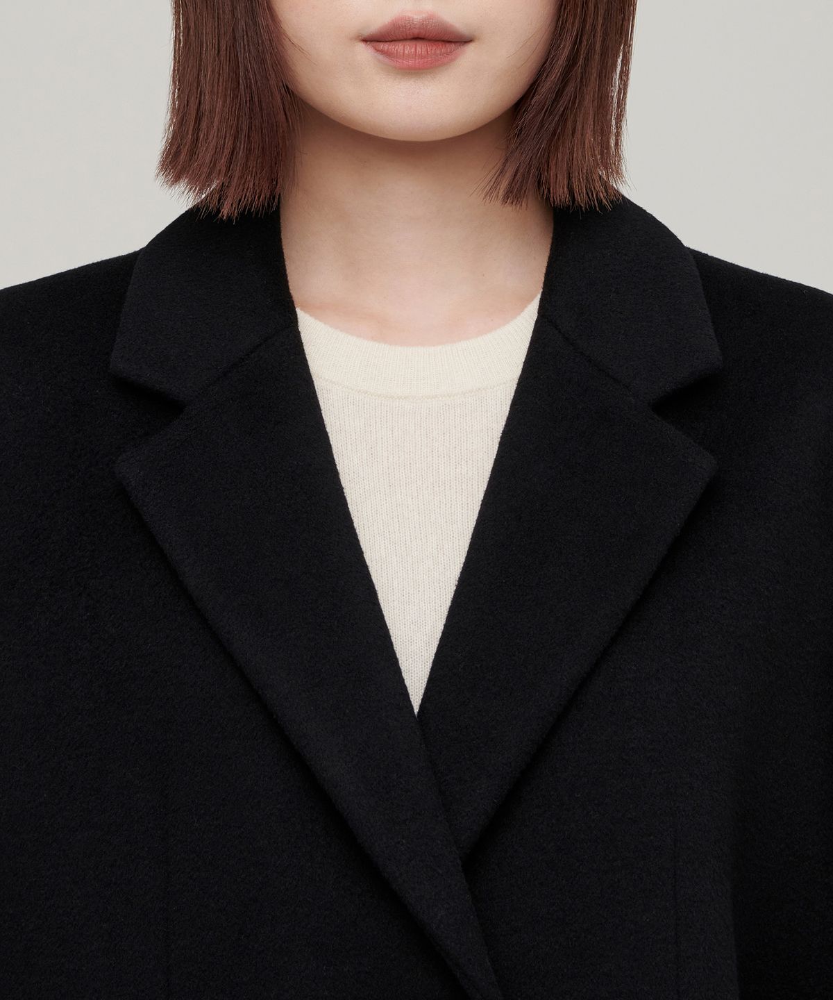 무신사 스탠다드 우먼(MUSINSA STANDARD WOMAN) 우먼즈 캐시미어 블렌드 오버 숄더 싱글 코트 [블랙]