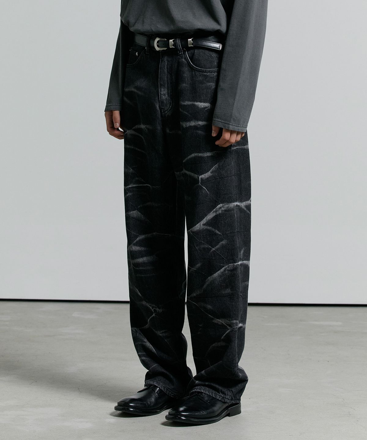 브랜디드(BRANDED) 51046 CONE BLACK TIGER JEANS [SUPER WIDE STRAIGHT]