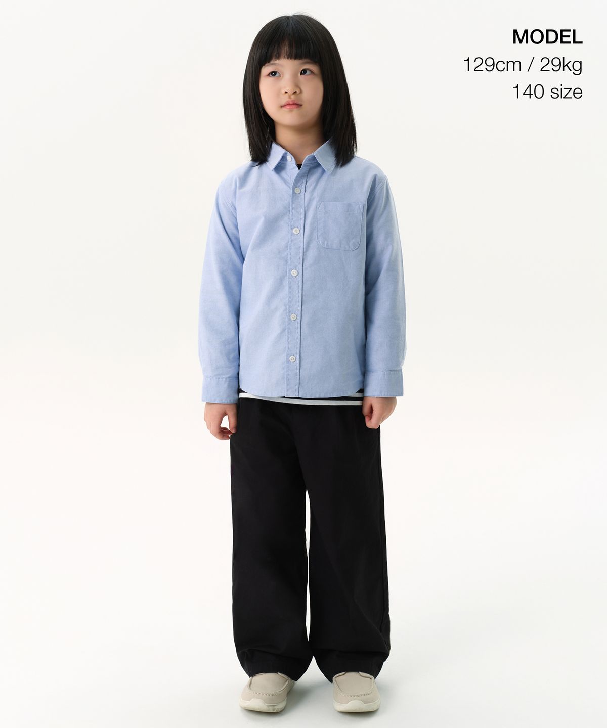무신사 스탠다드 키즈(MUSINSA STANDARD KIDS) 릴렉스드 옥스포드 셔츠 [블루]