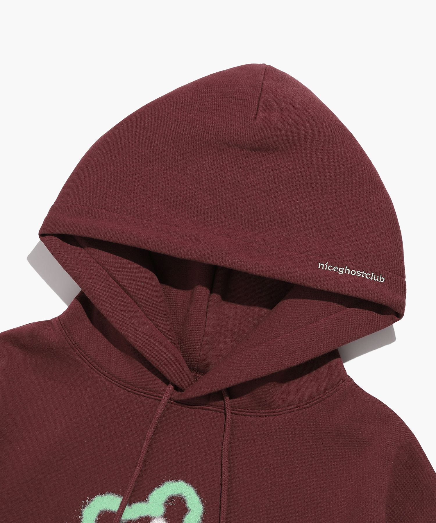MUSINSA | NICE GHOST CLUB SPRAY HOODIE_BURGUNDY(NG2CFUM424A)