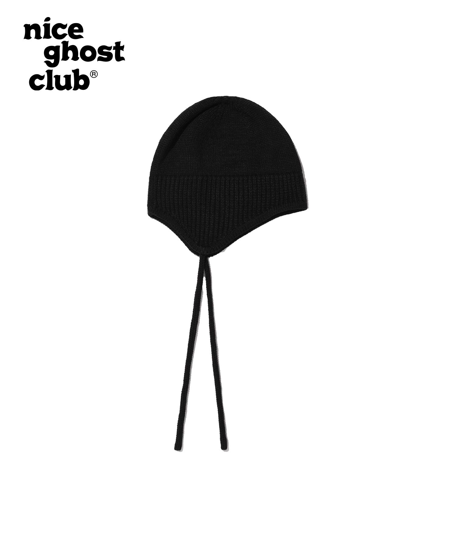 MUSINSA | NICE GHOST CLUB 3STARS LOGO EARCAP BEANIE_BLACK