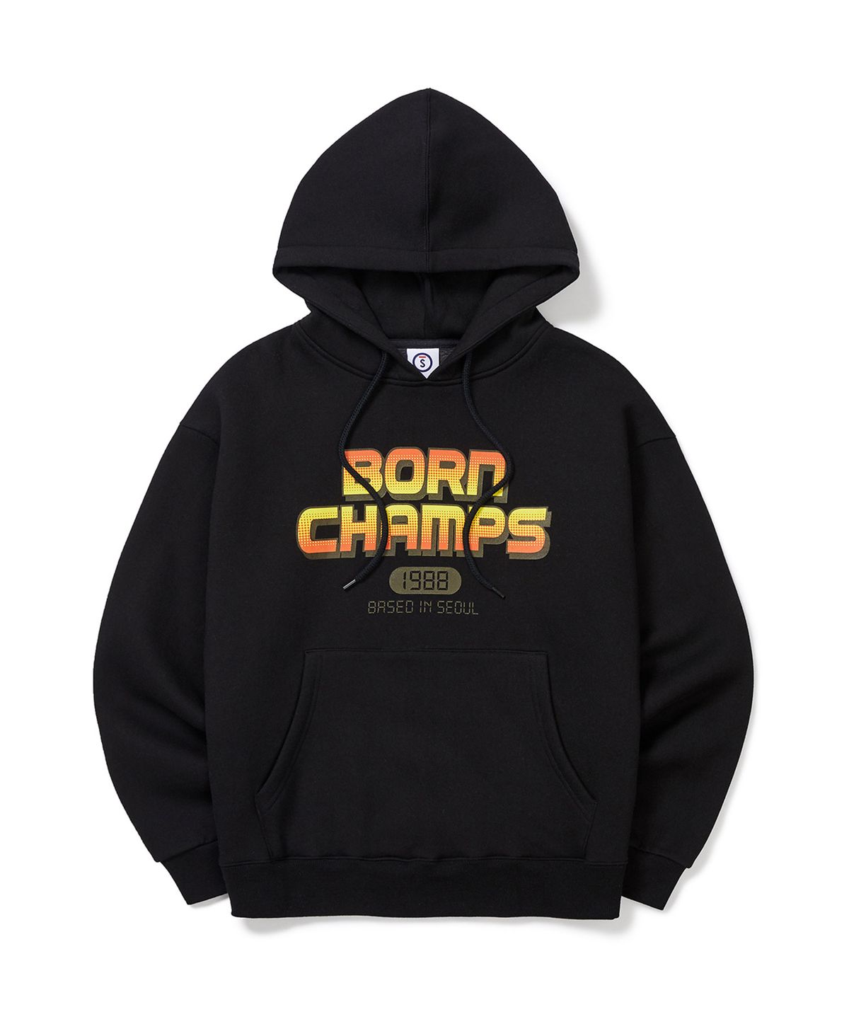 본챔스(BORN CHAMPS) 챔스 이탤릭 로고 후디 B22FT02BK
