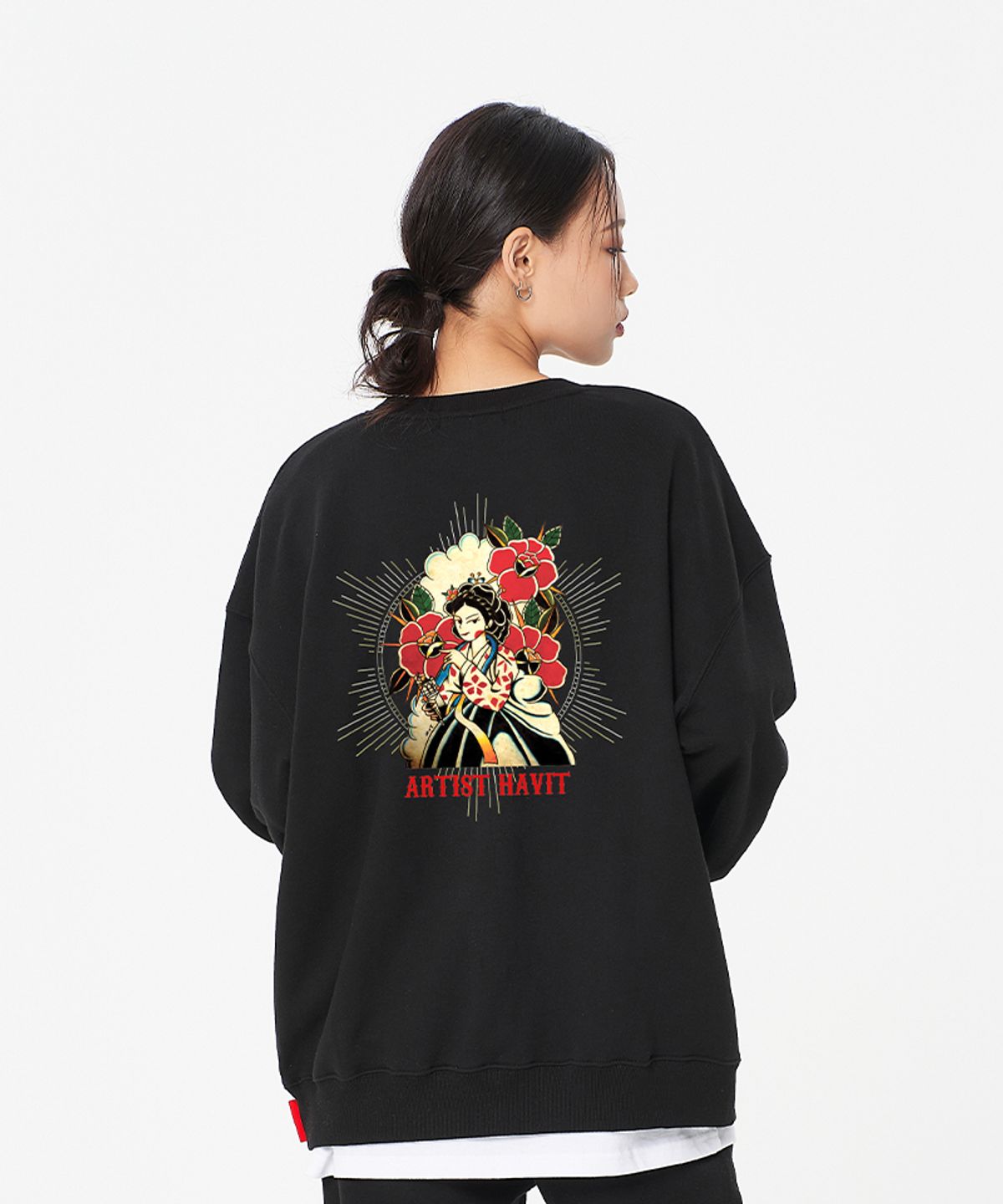 아티스트웨어(ARTISTWEAR) [ATW X 해빗] 조선스쿨 프린팅 맨투맨 BK