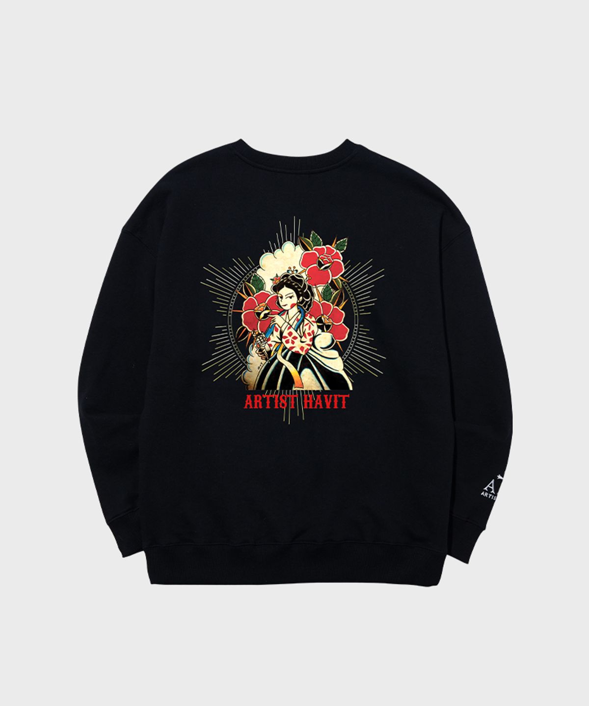 아티스트웨어(ARTISTWEAR) [ATW X 해빗] 조선스쿨 프린팅 맨투맨 BK