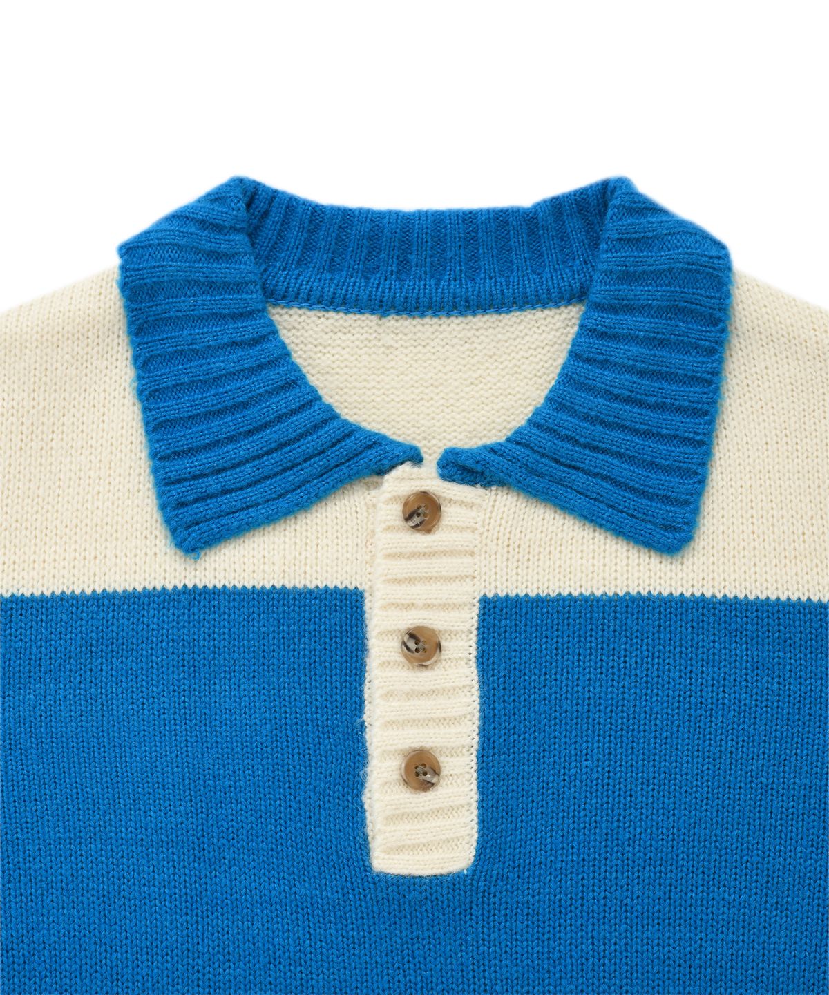비전스트릿웨어(VISION STREETWEAR) VSW Washable Stripe Polo Knit Blue