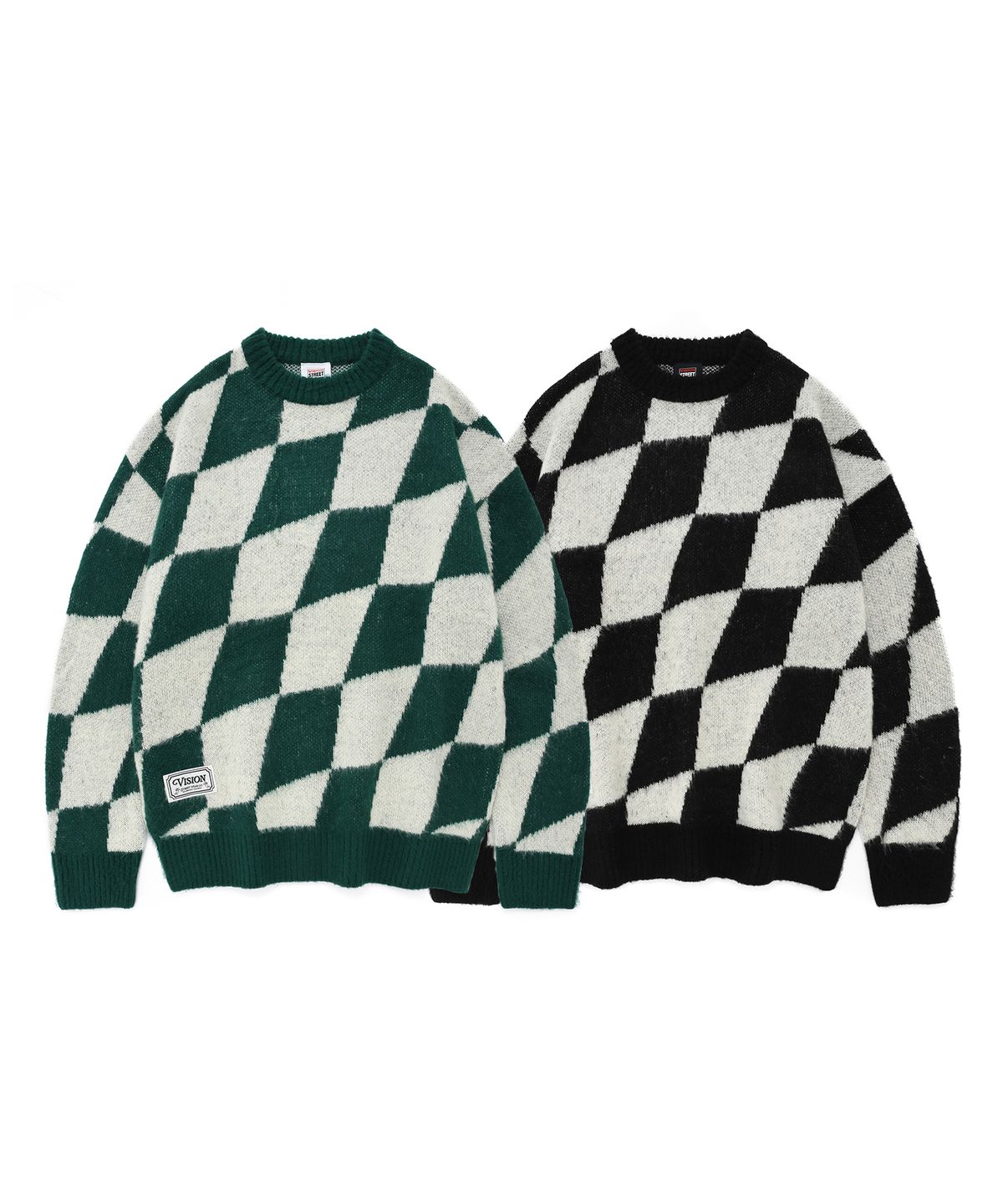비전스트릿웨어(VISION STREETWEAR) VSW Brushed Checker Knit Black