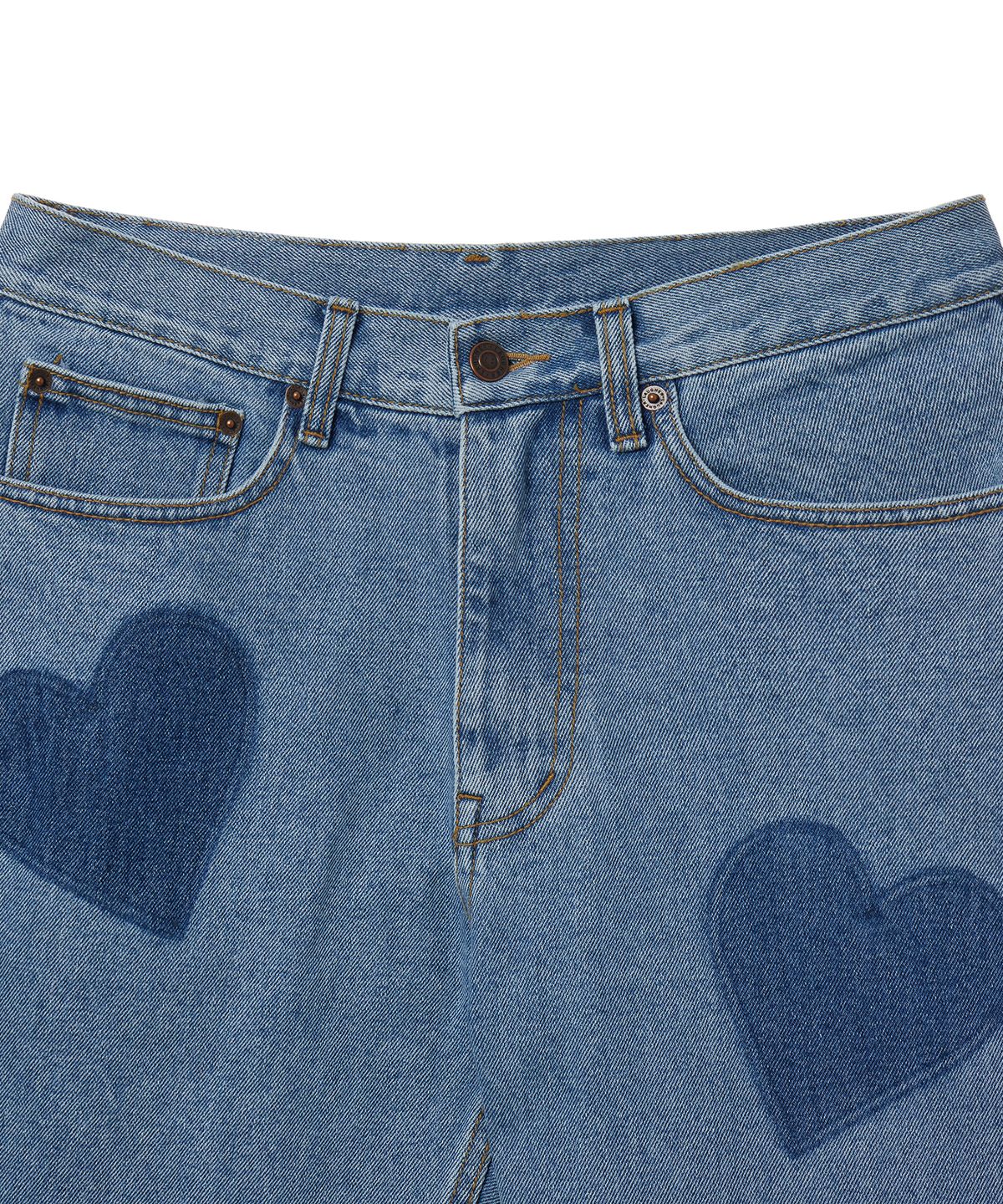 라퍼(LAUGHER) HEART LINE DENIM PANT - BLUE