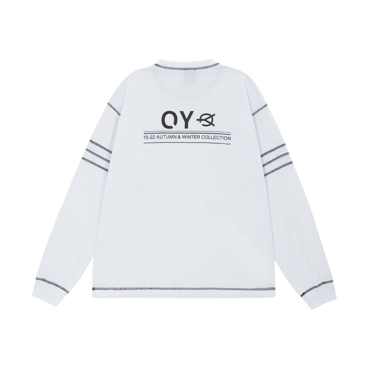 오픈야드(오와이)(OPENYARD(OY)) 커버 스티치 로고 롱슬리브-화이트