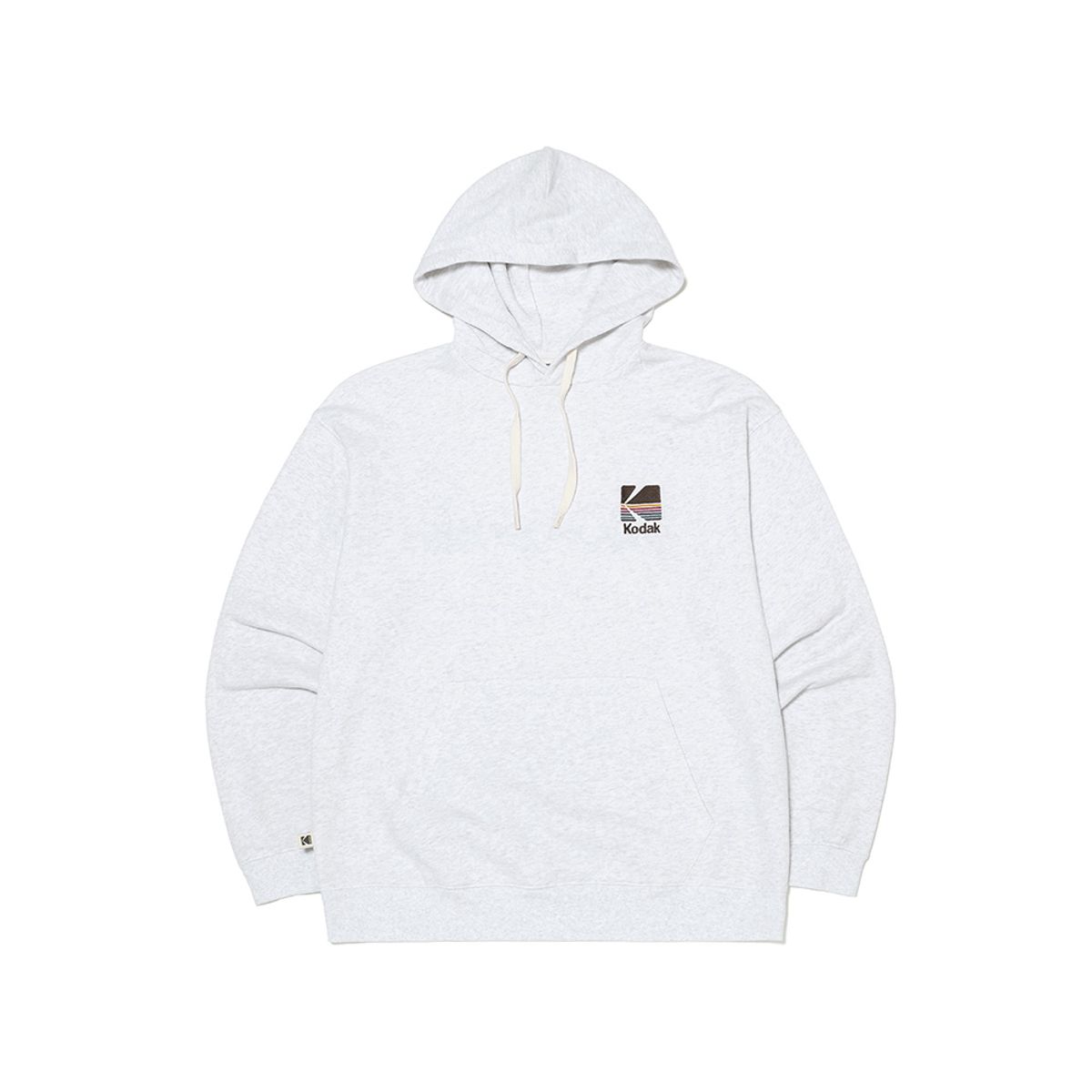 코닥(KODAK) 레인보우 빅로고 후드티셔츠 WHITE MELANGE