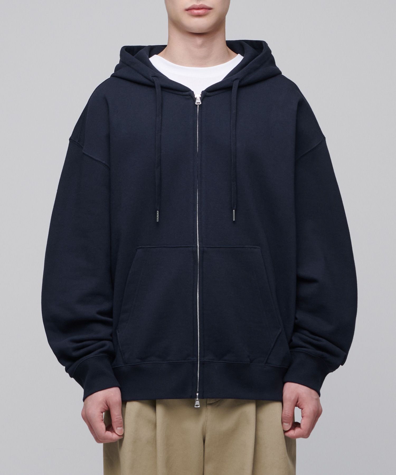 Extra Oversized Hooded Sweatshirt Zip-up [Navy]