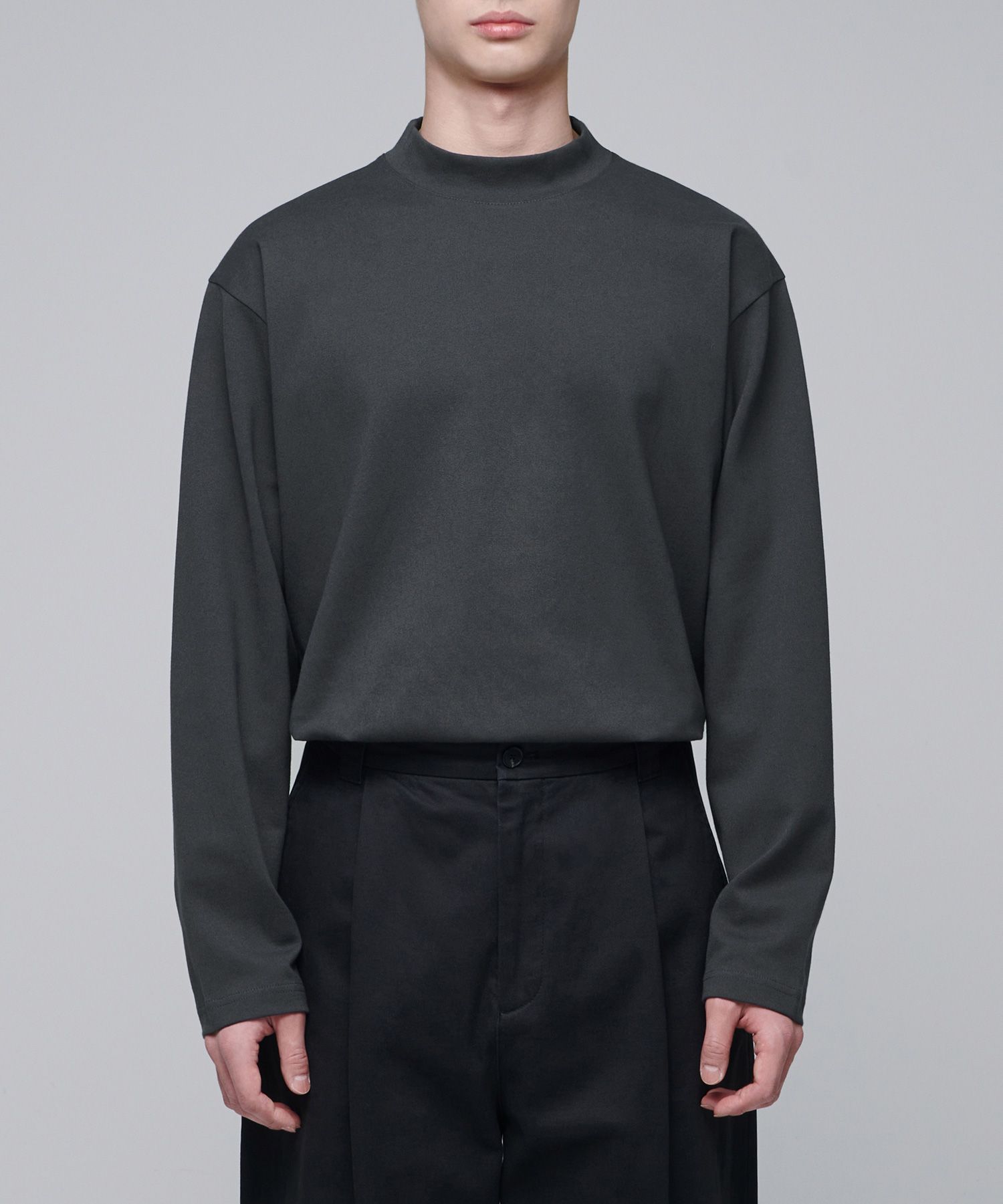 Tシャツ・カットソー *MUSINSA STANDARD* Ponte Mock Neck Long Sleeve T-Shirt Mushr MUSINSA | MUSINSA STANDARD Ponte Mock Neck Long Sleeve T