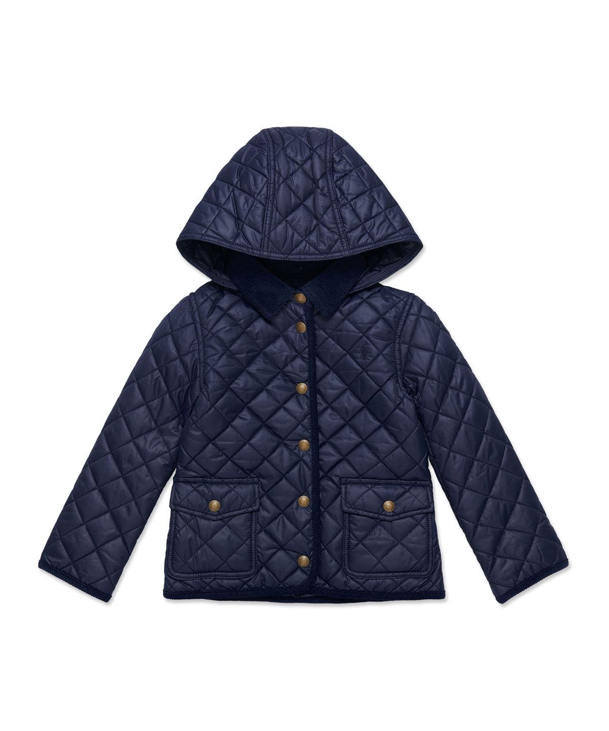 폴로 랄프 로렌 칠드런(POLO RALPH LAUREN CHILDREN) 여아 4-6.5세 퀼트 내수 반 재킷 - 네이비