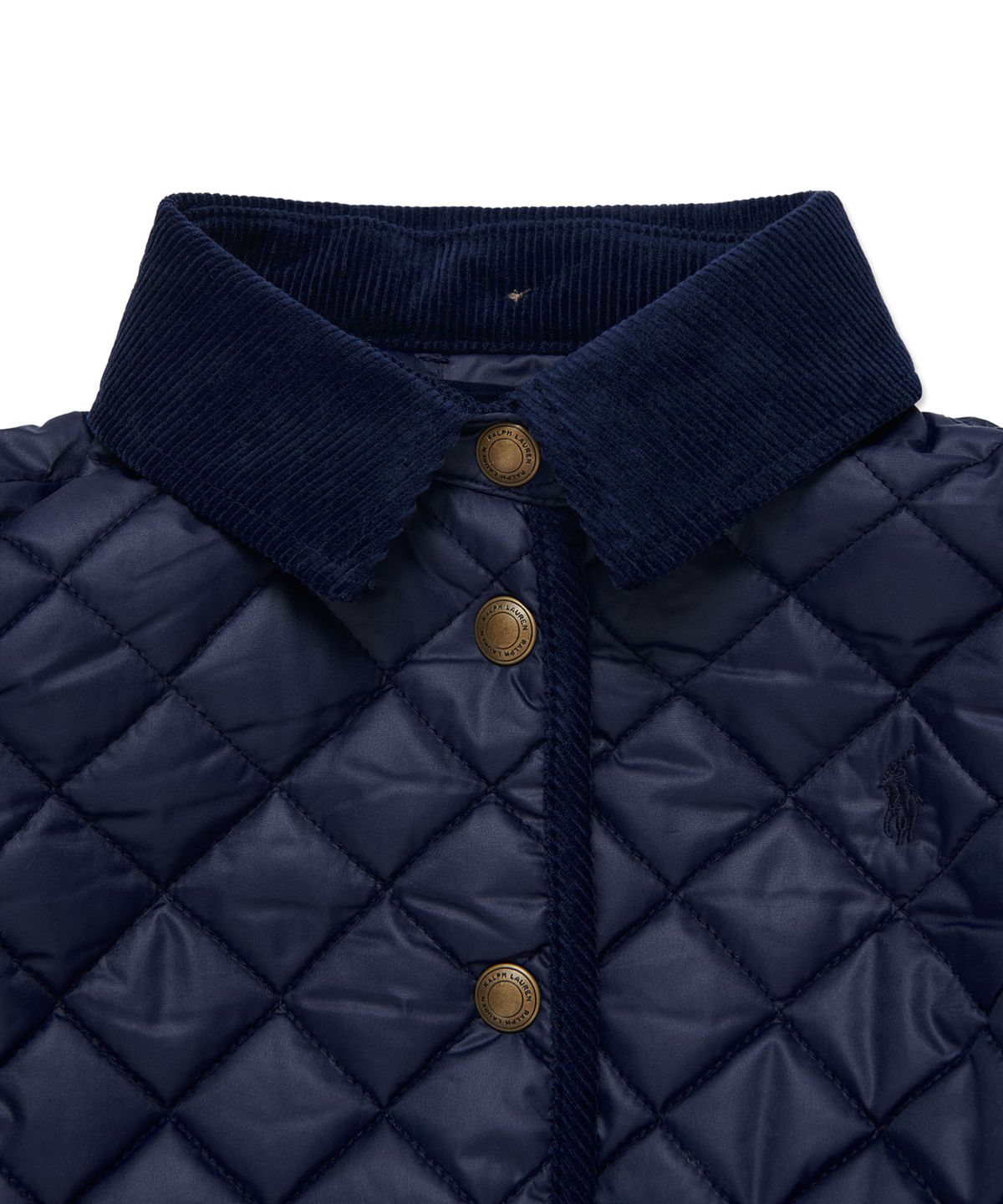 폴로 랄프 로렌 칠드런(POLO RALPH LAUREN CHILDREN) 여아 4-6.5세 퀼트 내수 반 재킷 - 네이비