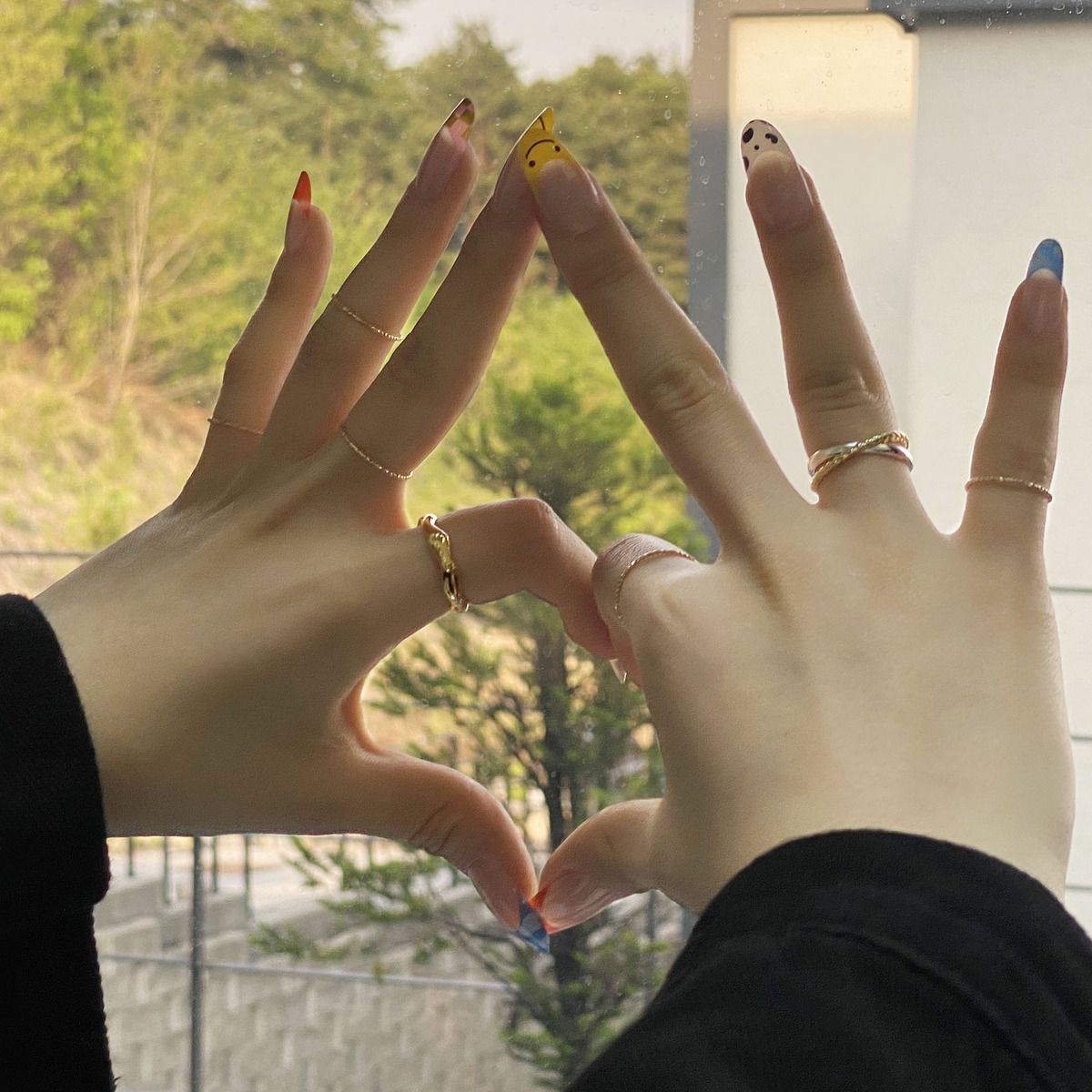 매즈믹(MEZMIC) 골드도금 5개 샤이니 지그재그  실버 반지