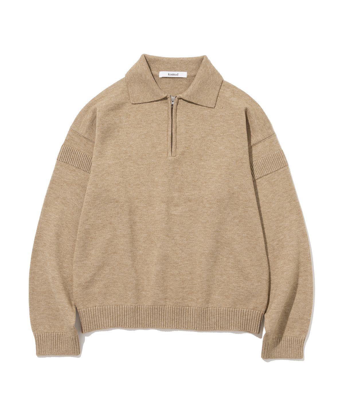 니티드(KNITTED) 비스코스 워셔블 하프 집업 니트 BEIGE