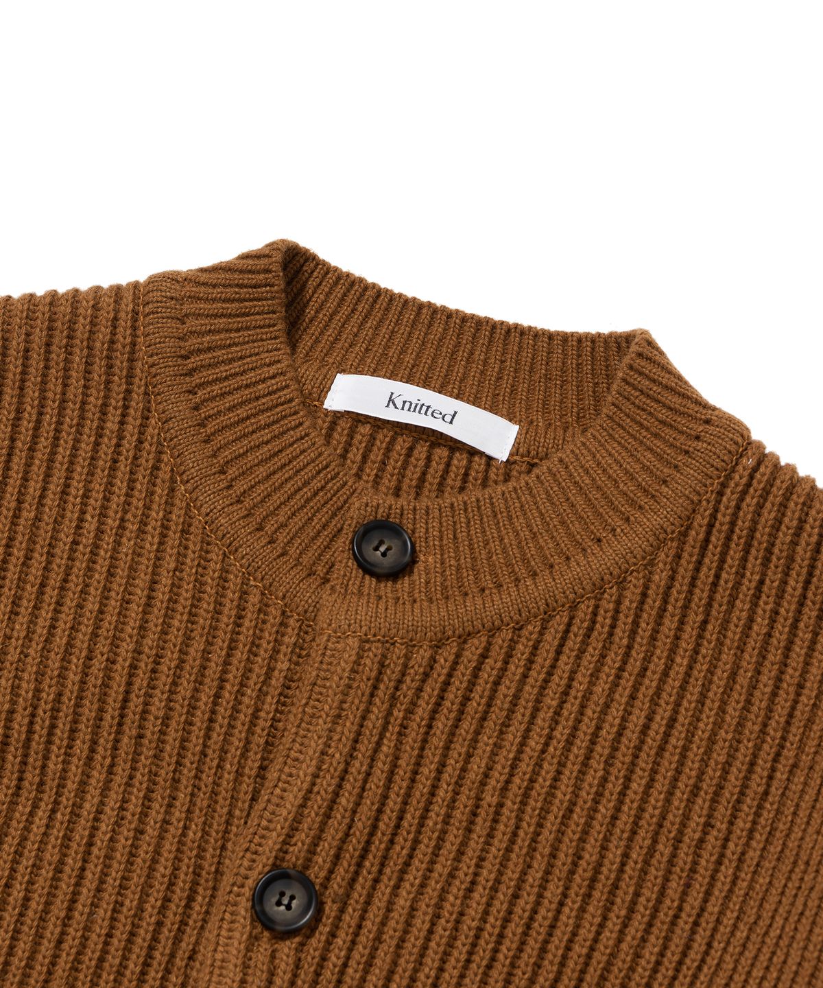 니티드(KNITTED) 와플 헤비 라운드 가디건 DARK ORANGE