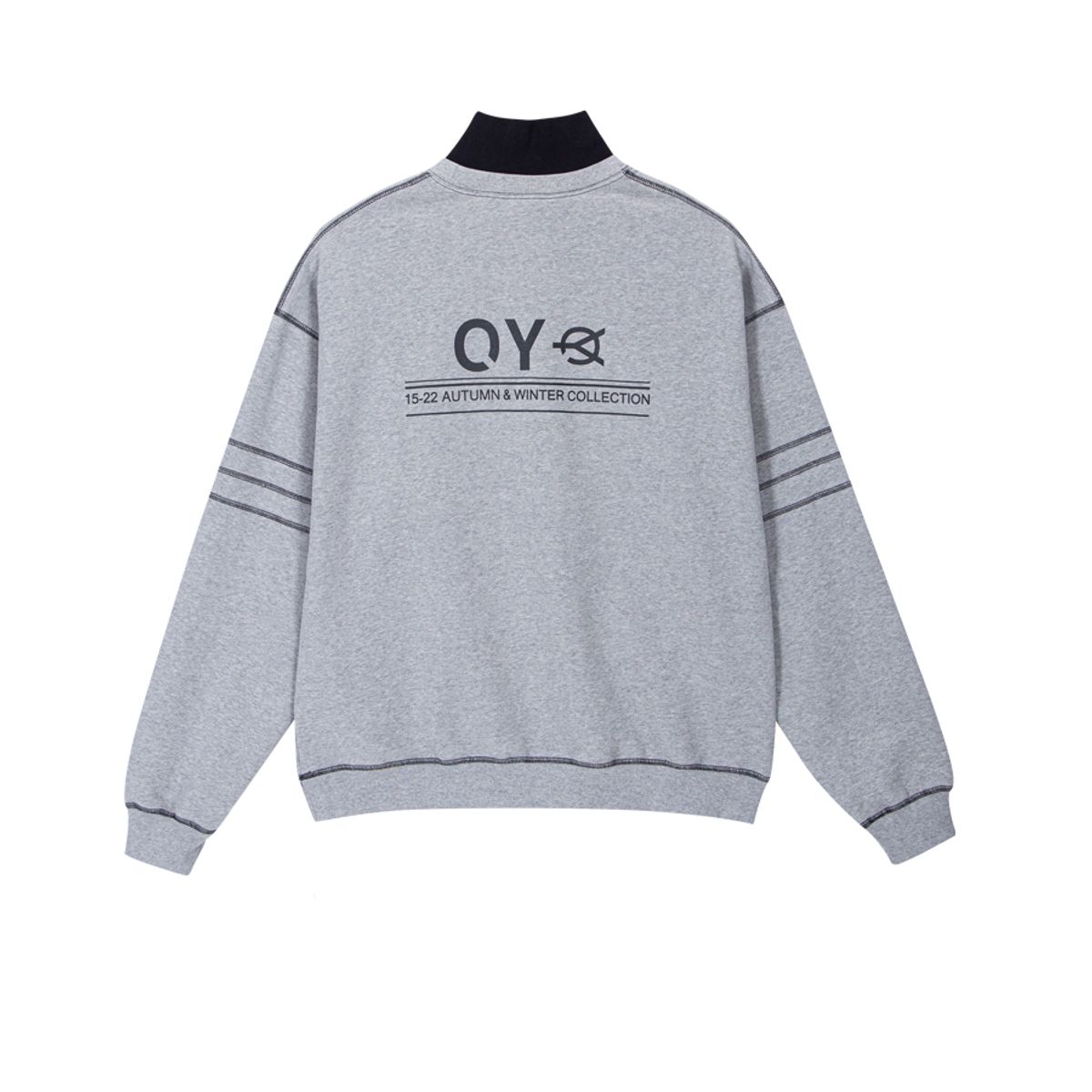 오픈야드(오와이)(OPENYARD(OY)) 스티치 라인 지퍼 폴라 맨투맨-그레이