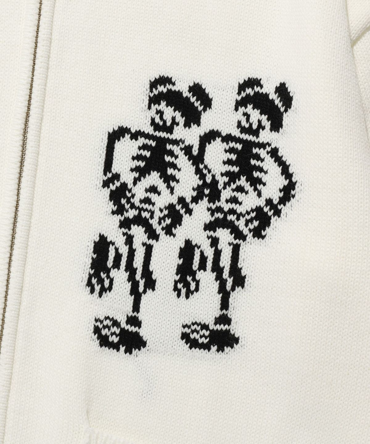 나이스고스트클럽(NICEGHOSTCLUB) DANCING SKELETONS ZIP POLO KNIT_WHITE(NG2DFUK680A)