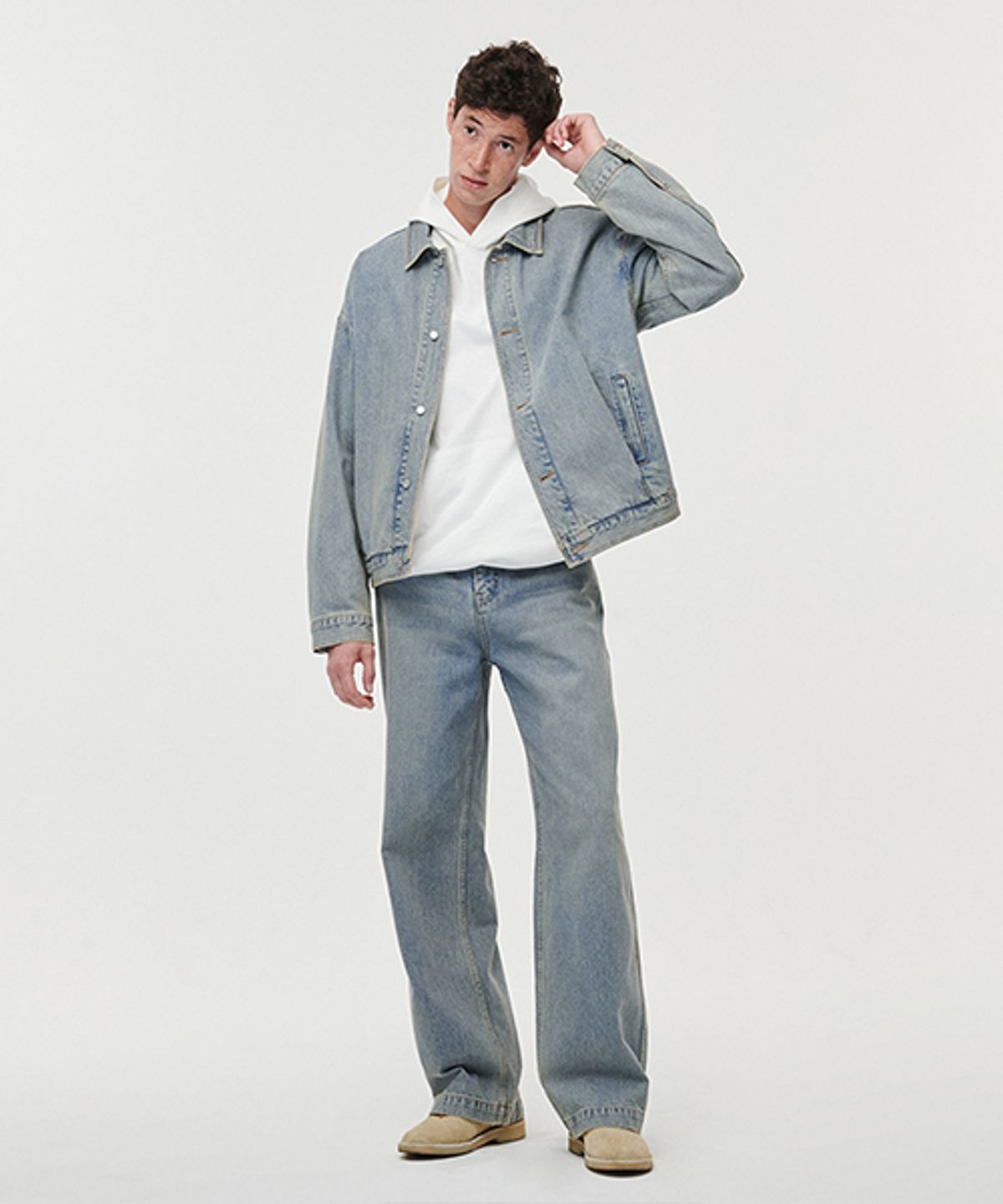 에러스익셉티드(ERRORS EXCEPTED) JK012 플리츠 데님자켓 (Washed Blue)