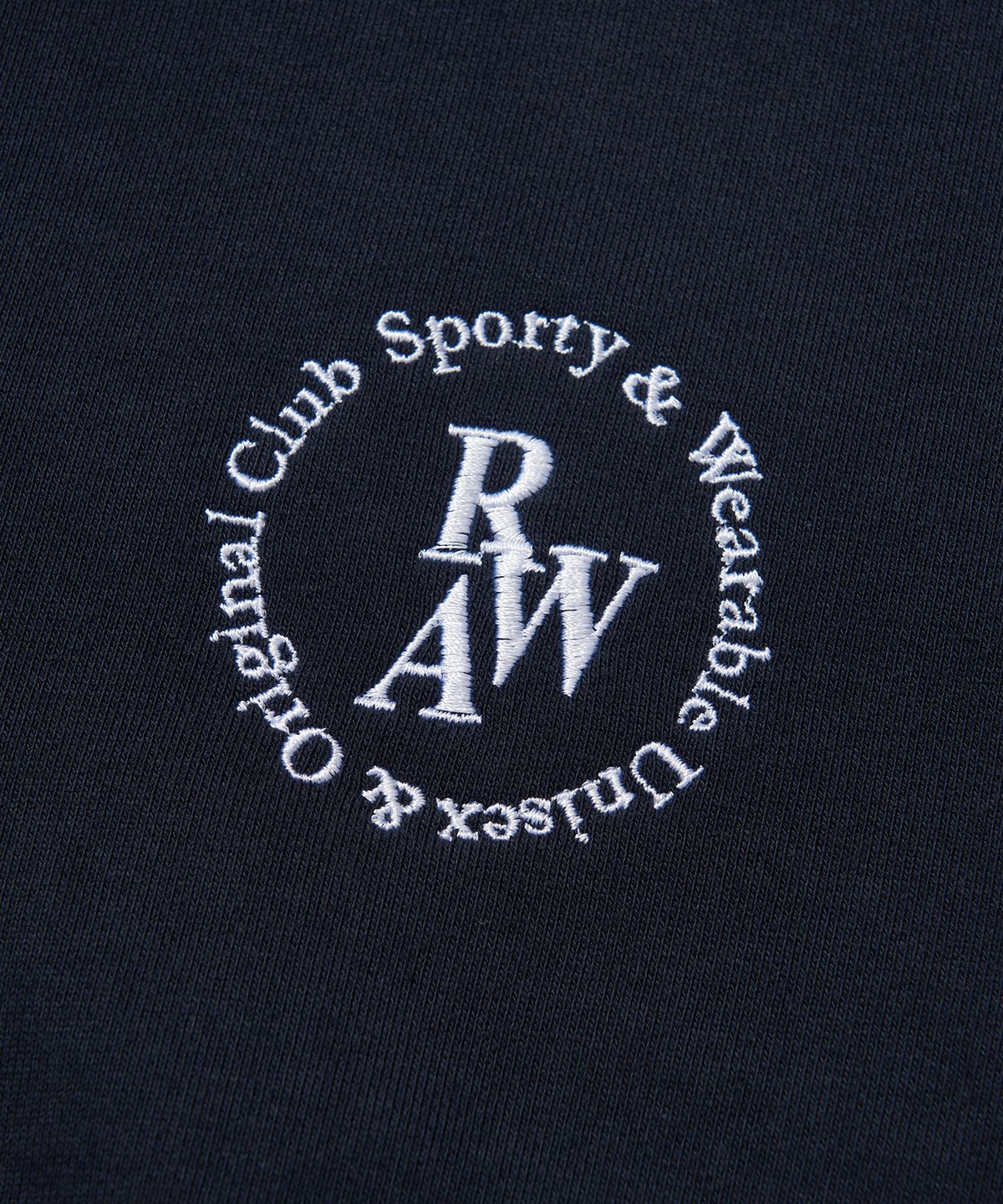 로우랩(RAW LAB) 써클 RAW 자수 하프집업 (네이비)