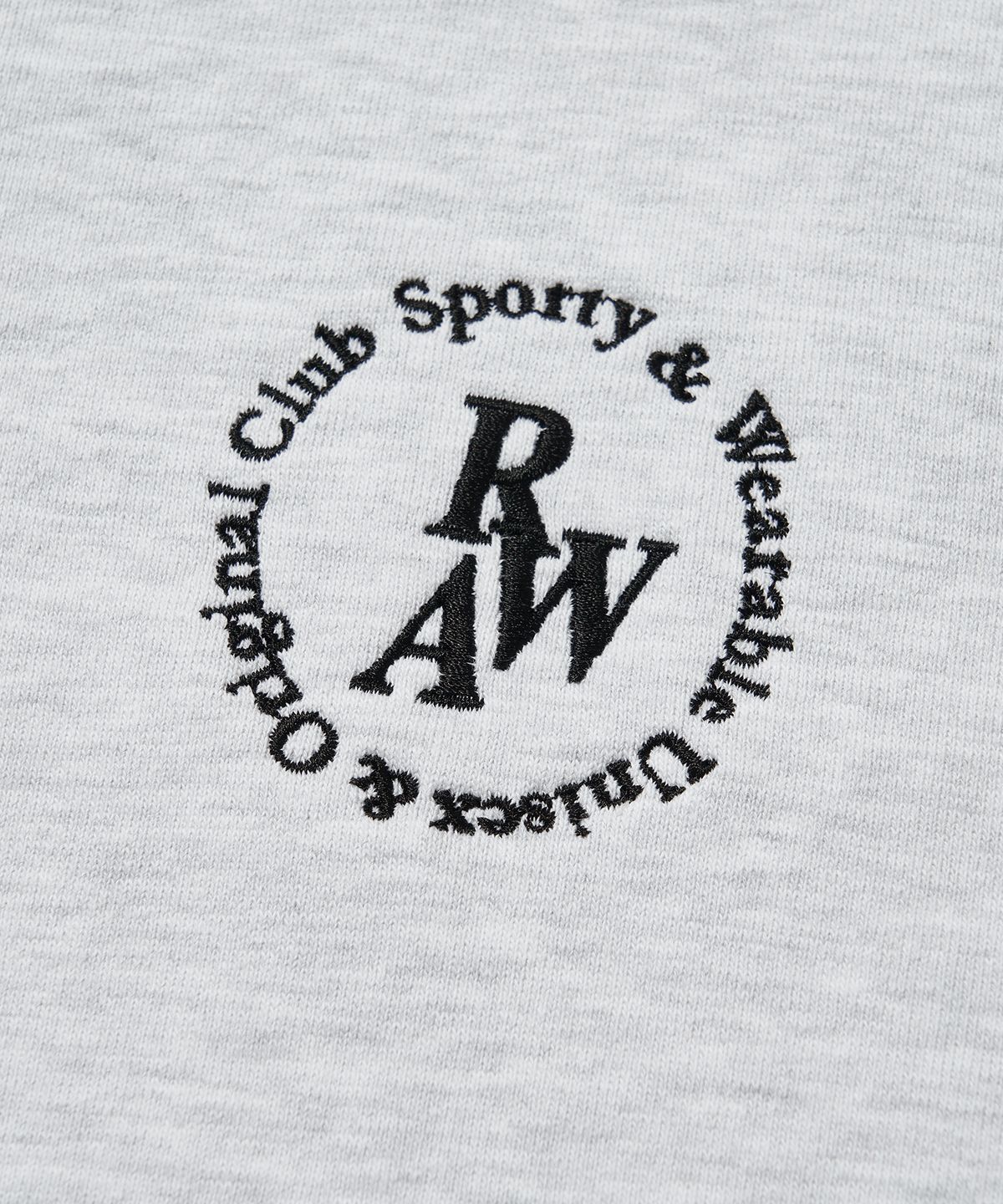 로우랩(RAW LAB) 써클 RAW 자수 하프집업 (화이트 그레이)