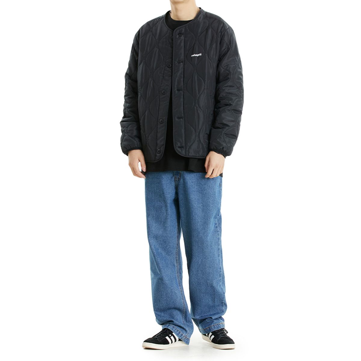 마하그리드(MAHAGRID) BASIC LOGO QUILTED JACKET BLACK(MG2CWMB907A)