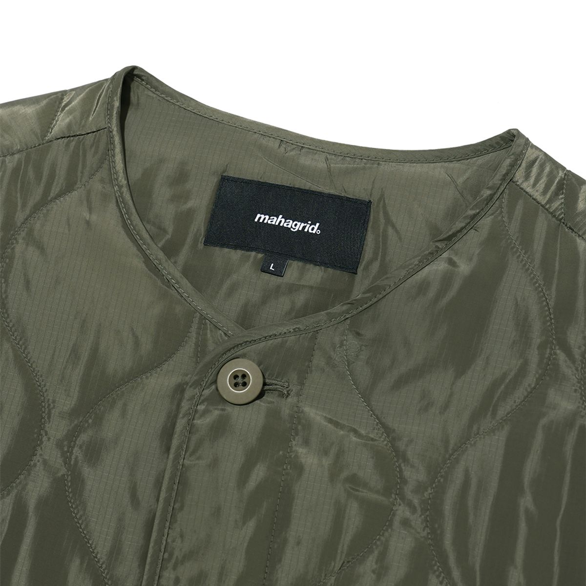 마하그리드(MAHAGRID) BASIC LOGO QUILTED JACKET KHAKI(MG2CWMB907A)