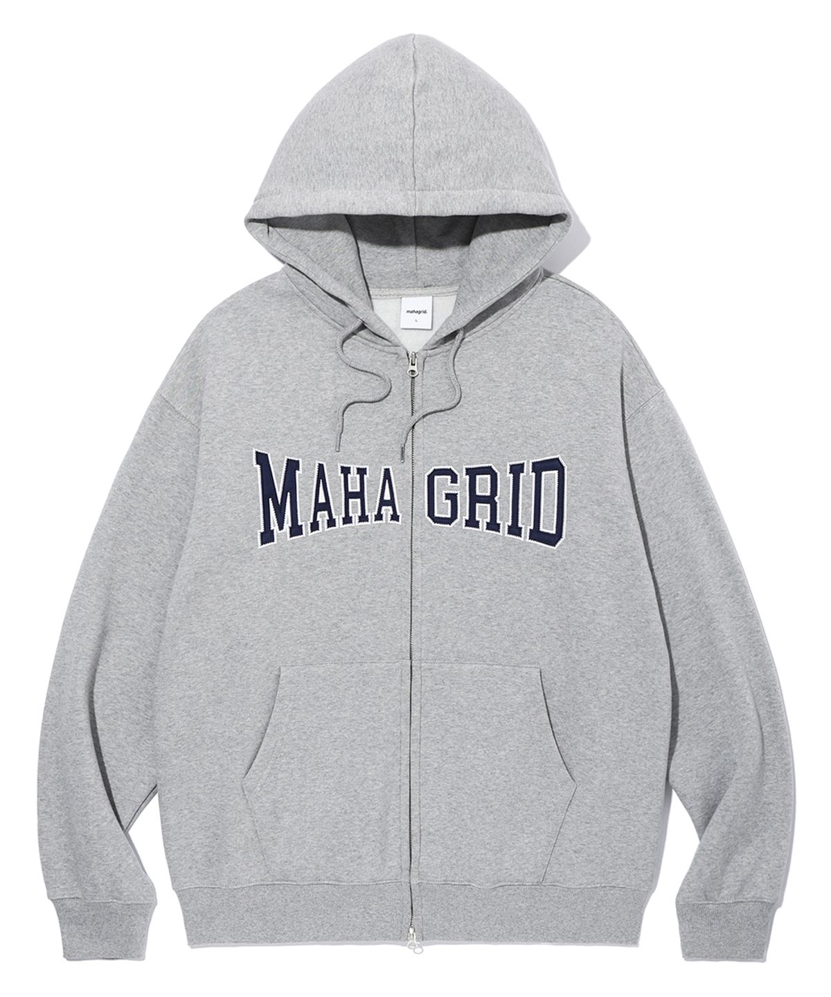 마하그리드(MAHAGRID) APPLIQUE ZIP UP HOODIE GREY(MG2CFMM428A)