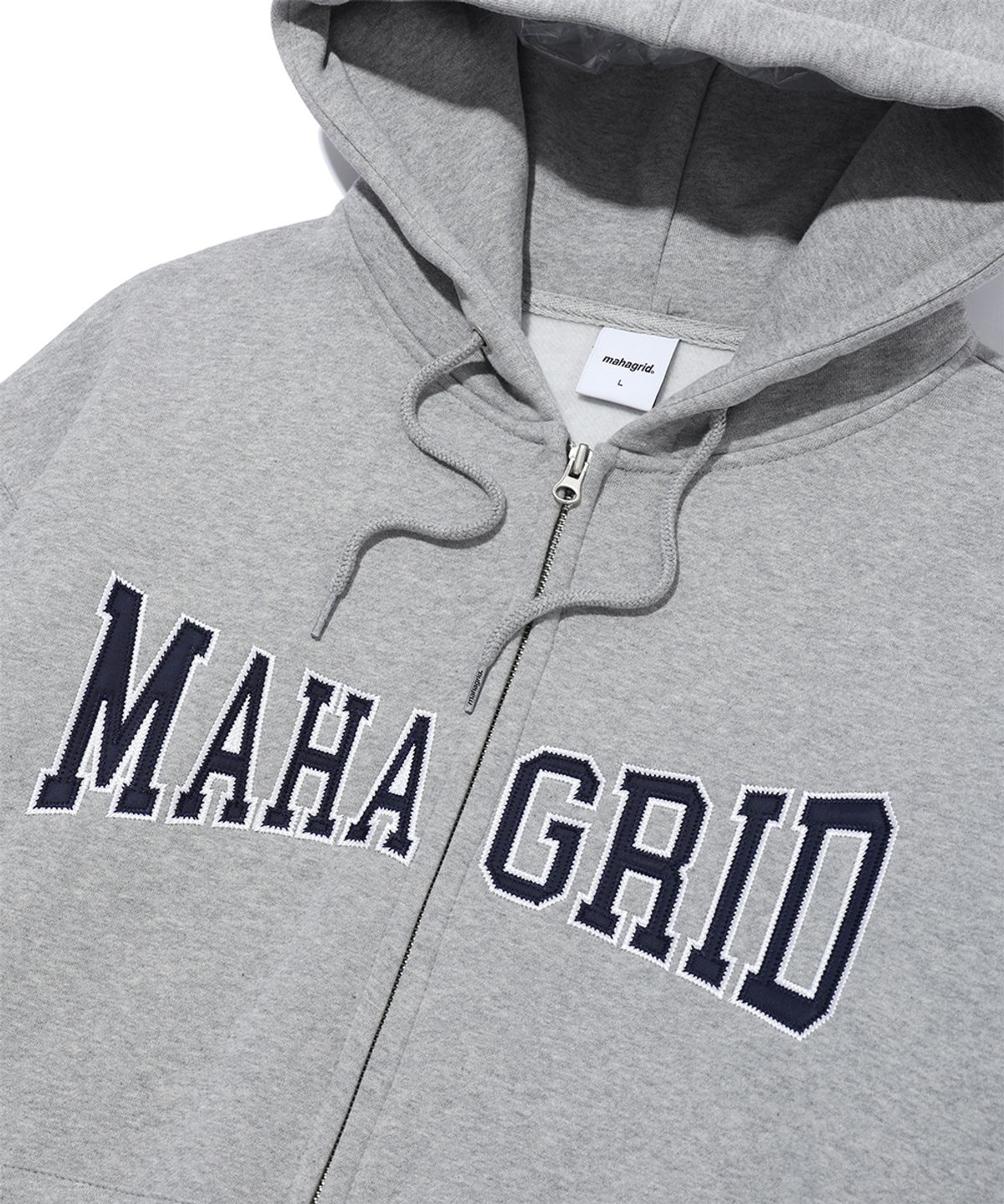마하그리드(MAHAGRID) APPLIQUE ZIP UP HOODIE GREY(MG2CFMM428A)