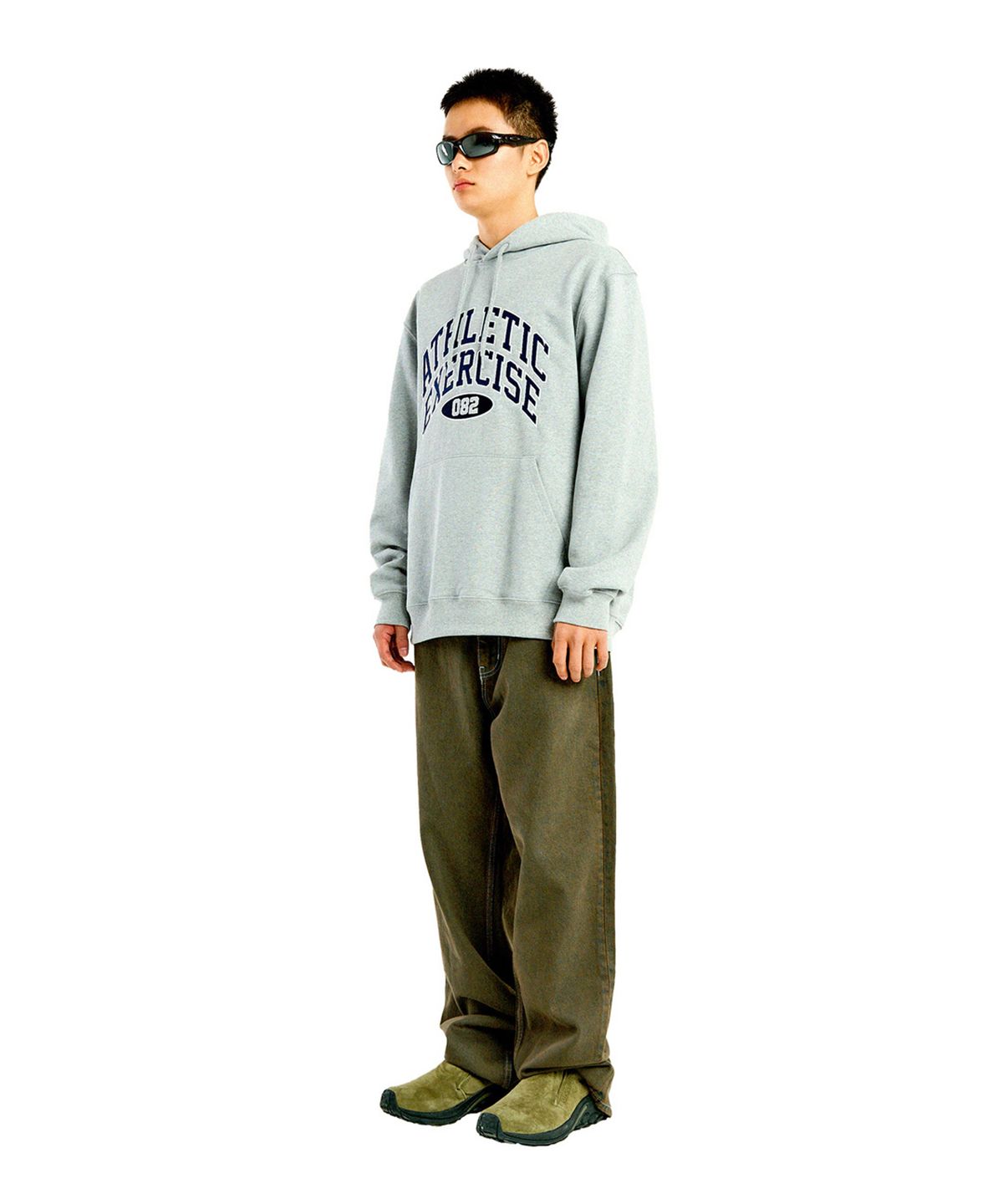 엑서사이즈(EXERCISE) DOUBLE ARCH LOGO HOODIE_GRAY