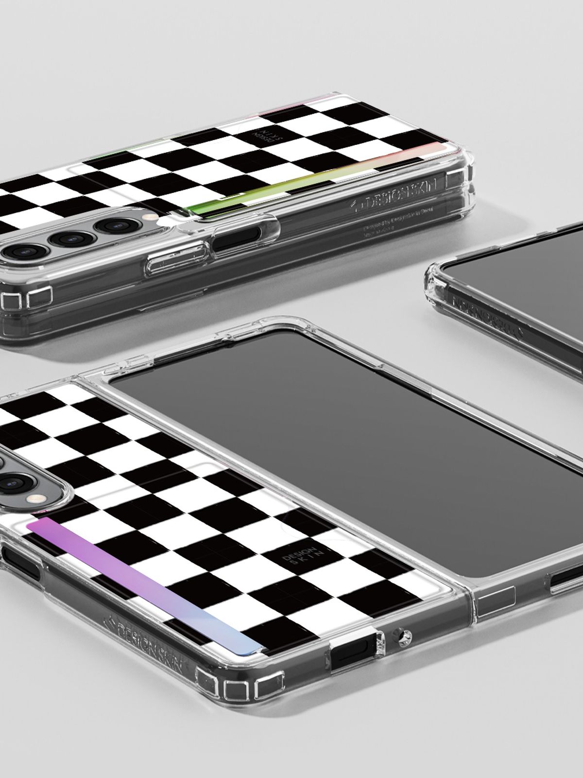 디자인스킨(DESIGNSKIN) 갤럭시Z폴드4 피닉스 프로 카드슬롯 그래픽 케이스-체커보드/블랙