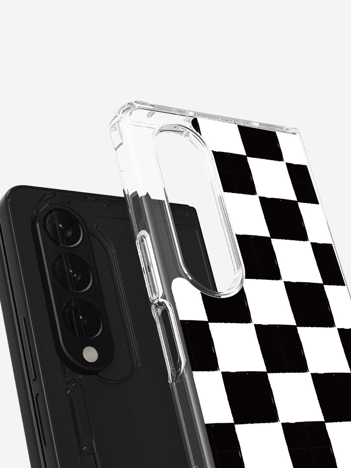 디자인스킨(DESIGNSKIN) 갤럭시Z폴드4 피닉스 프로 그래픽 케이스 - 체커보드/블랙