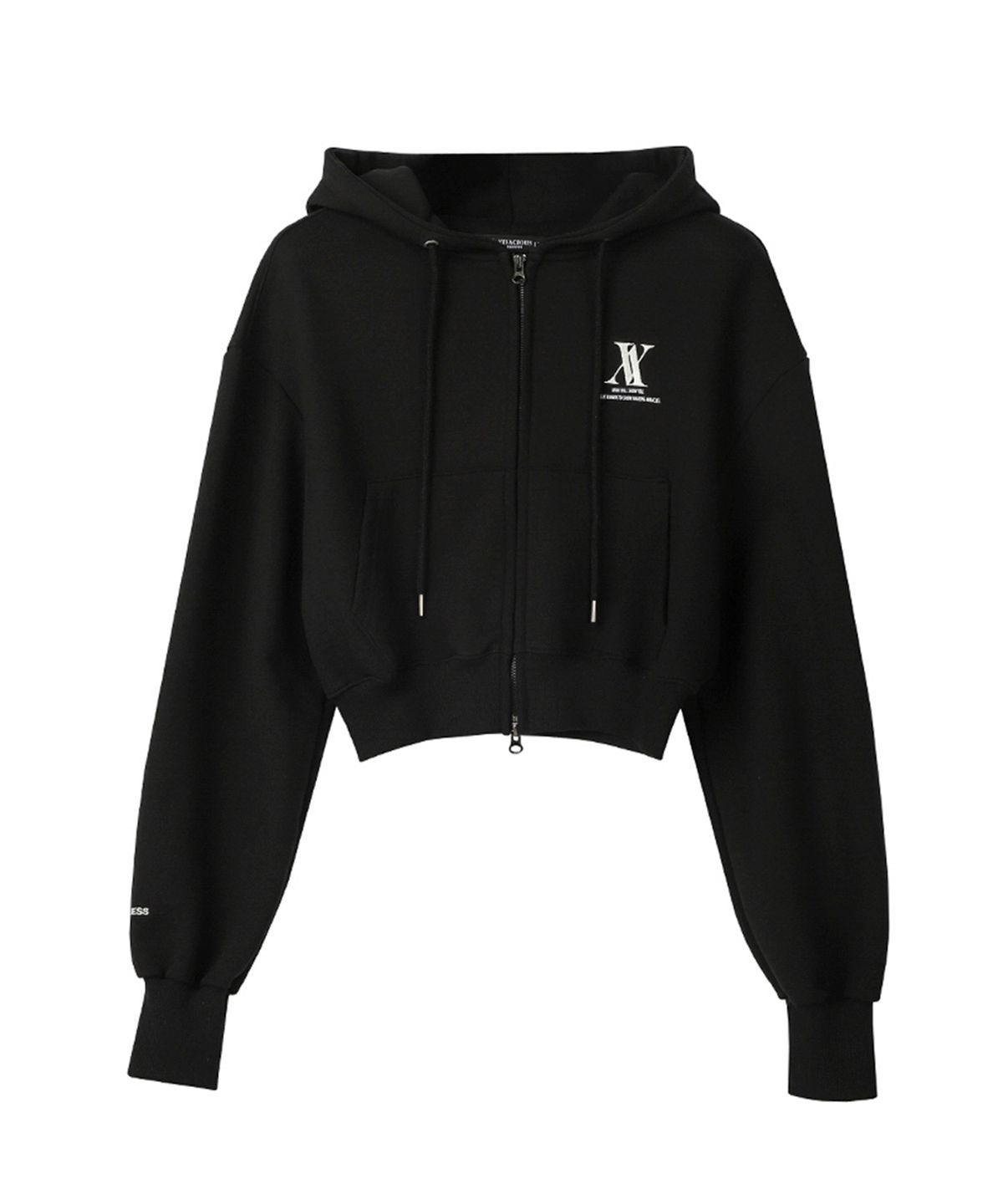 어반드레스(AVANDRESS) AV LOGO CROP HOOD ZIP-UP WHITE MELANGE