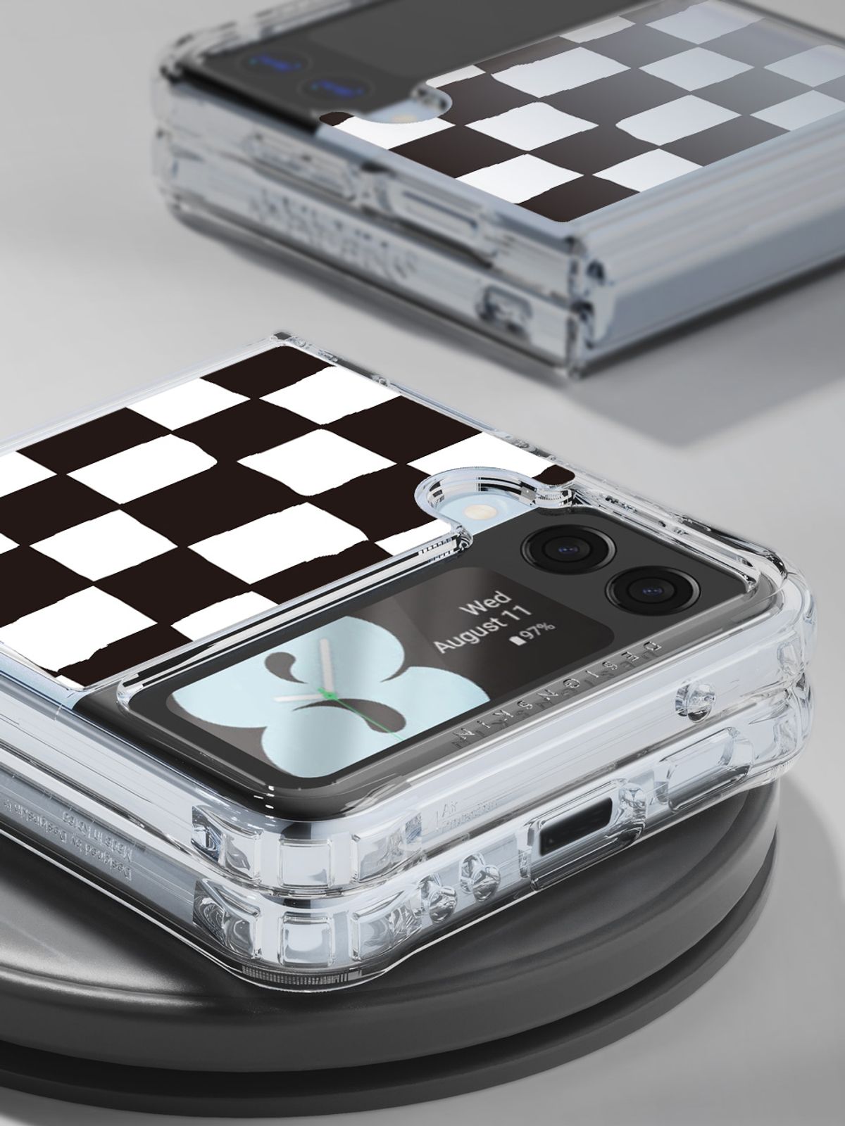 디자인스킨(DESIGNSKIN) 갤럭시Z플립4 피닉스 프로 그래픽 케이스-아트인카트 체크/래빗