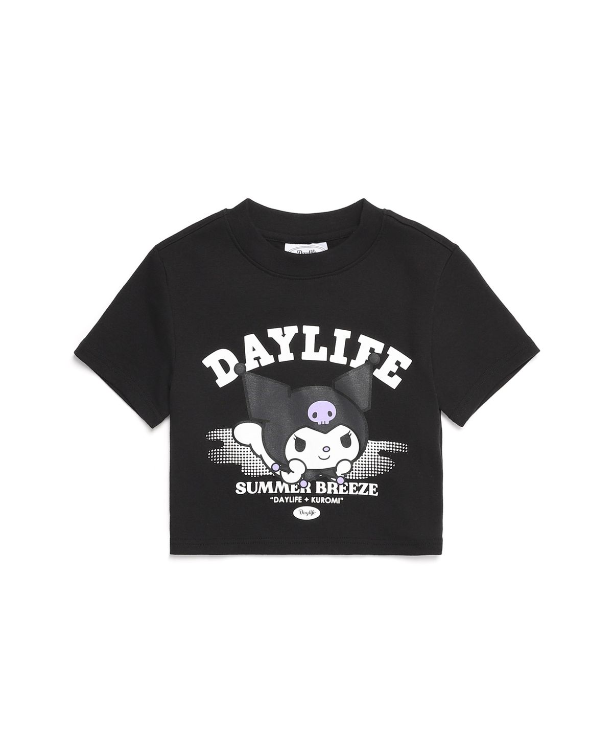 데이라이프(DAYLIFE) 데이라이프 X 쿠로미 크롭 하프 티셔츠 (블랙)