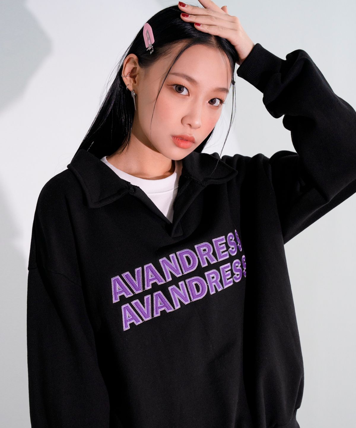 어반드레스(AVANDRESS) VIVID APPLIQUE collar MTM NAVY