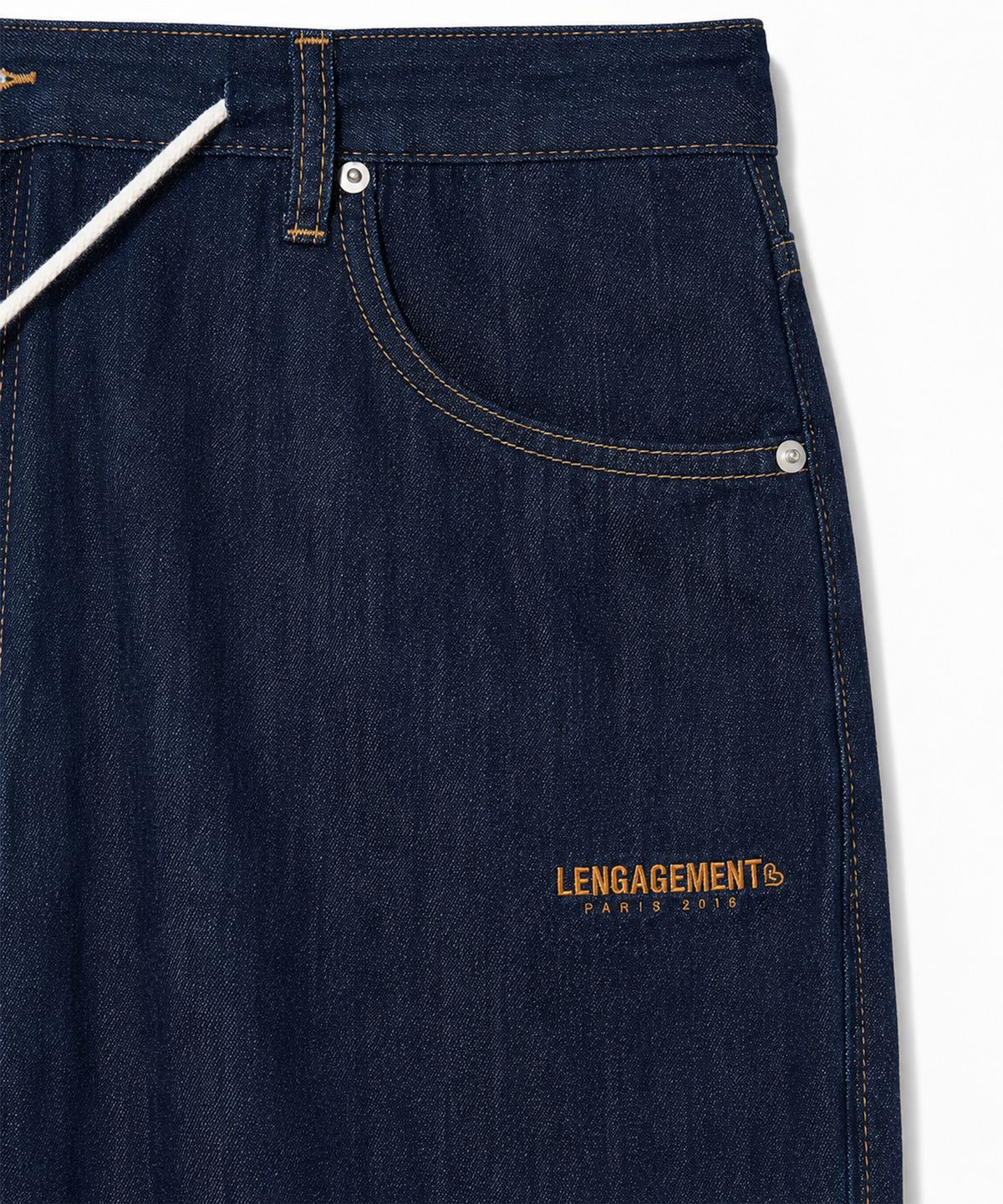 랑가주망(LENGAGEMENT) 빈티지 리얼 롱 와이드 스토퍼 데님 팬츠 [인디고 블루]