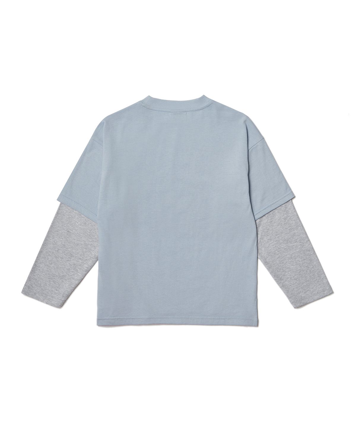 무신사 스탠다드 키즈(MUSINSA STANDARD KIDS) 크루 넥 레이어드 슬리브 티셔츠 [블루 그레이/미디엄 그레이]