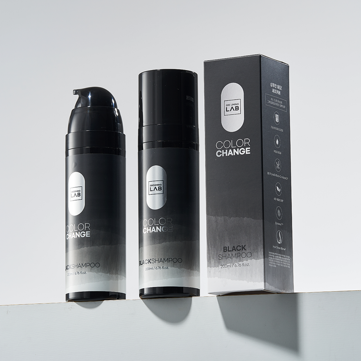 그루밍랩(GROOMING LAB) 내추럴 염색 컬러체인지 블랙 샴푸 200ml 3개입