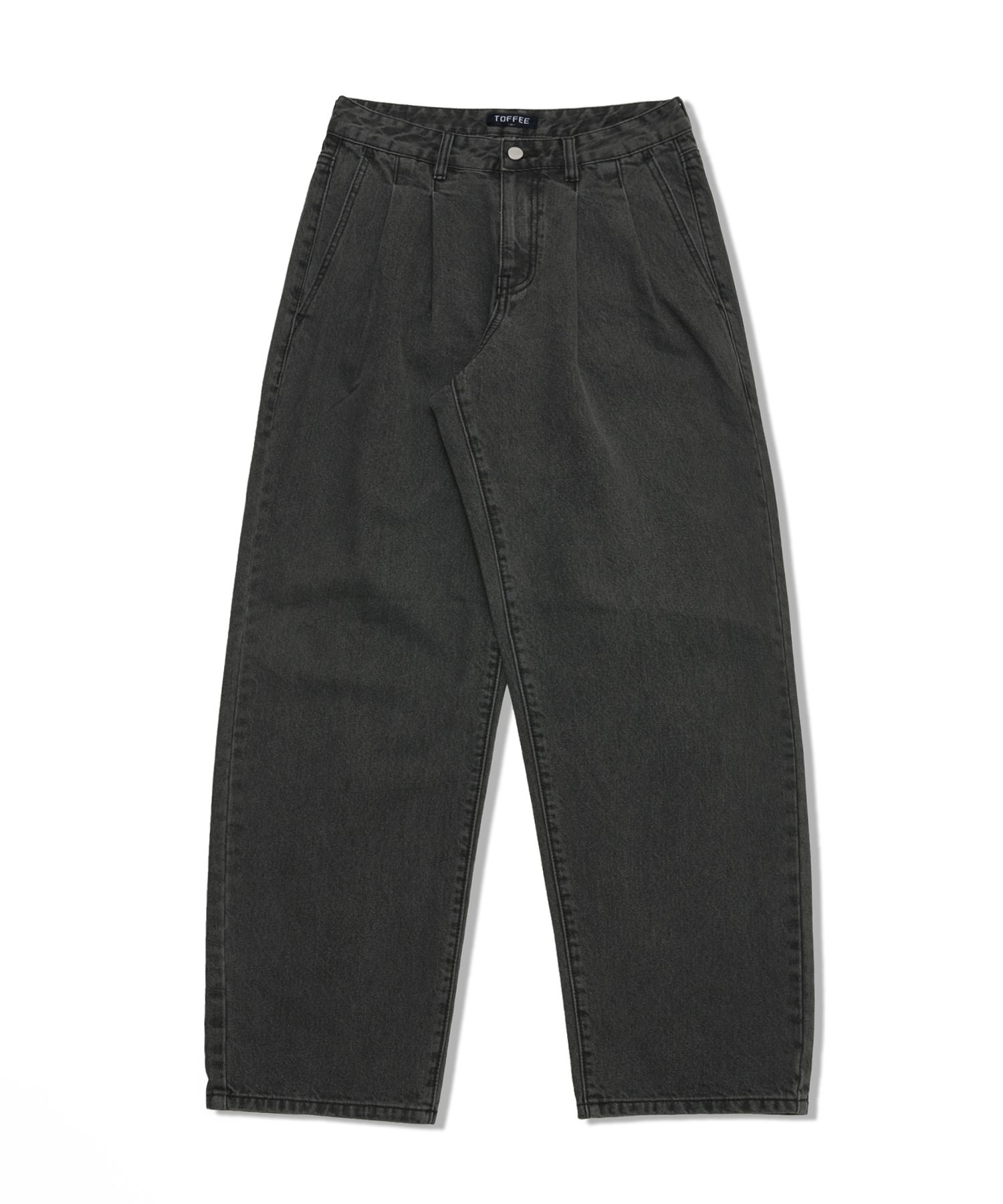 MUSINSA | TOFFEE Two-Tuck Wide Denim Pants (GREY)