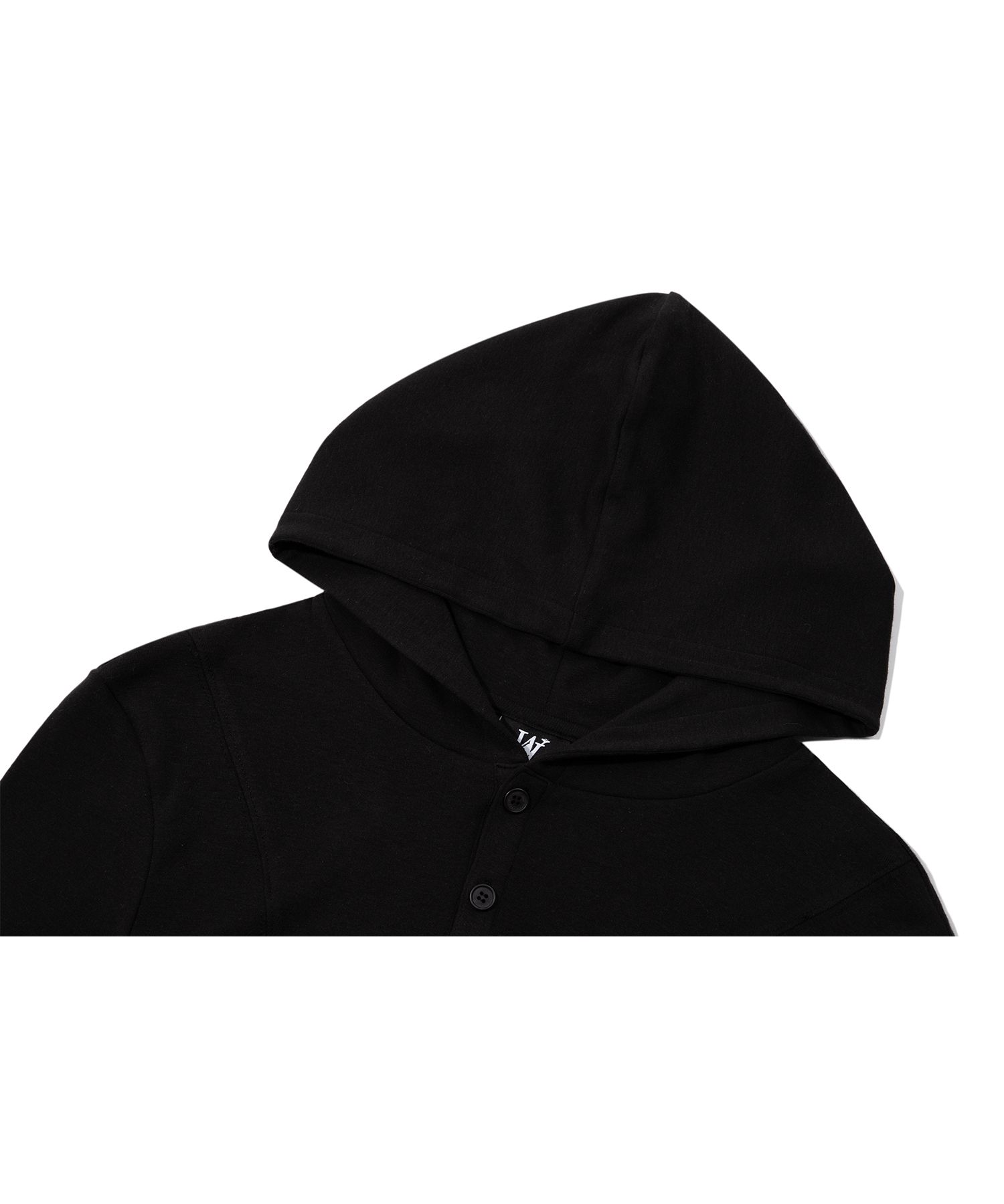 MUSINSA | WOOALONG Slim soft warmer hood T-shirt_BLACK