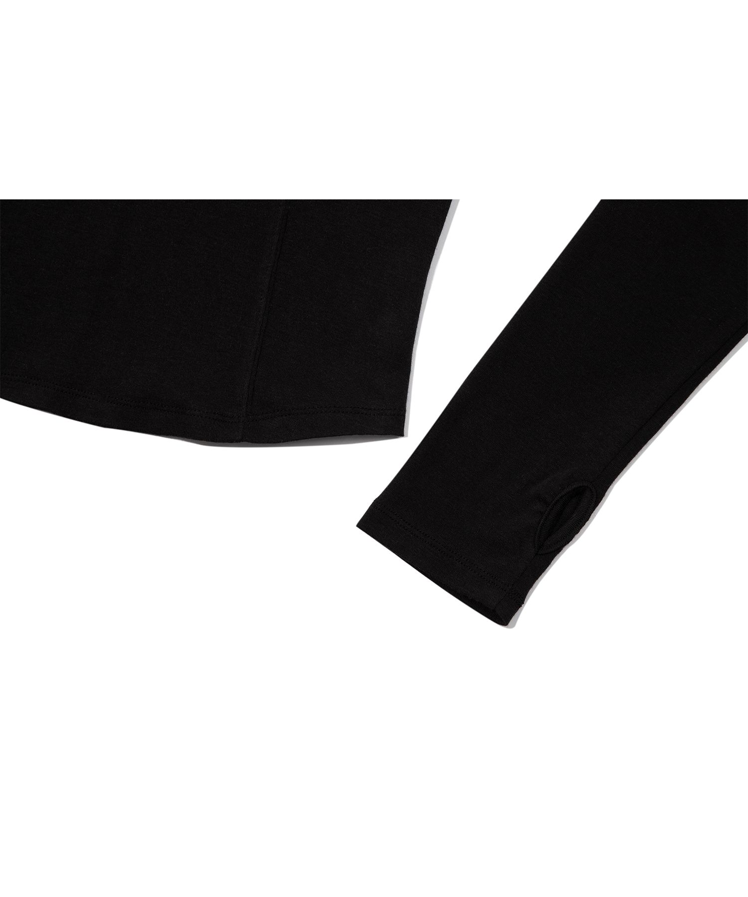 ジャケット WOOALONG Slim soft warmer hood Tshirt BLACK Hood - 우알롱(WOOALONG)