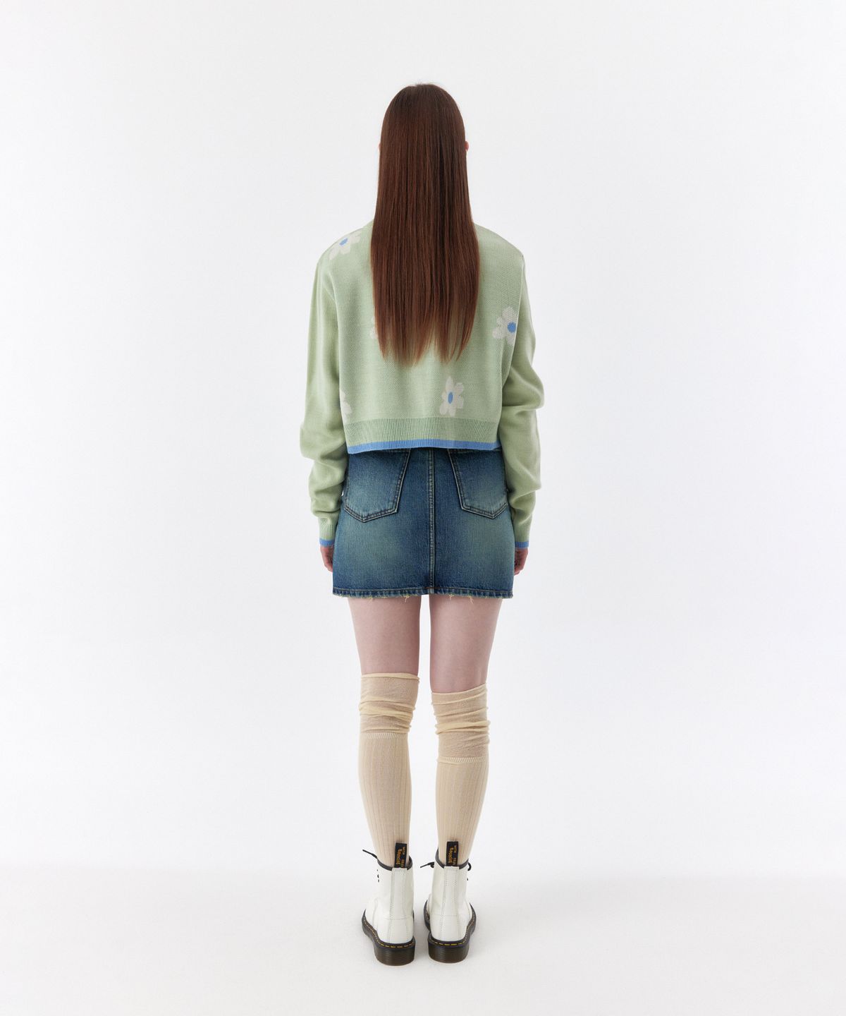척(CHUCK) 빈티지 워싱 데님 미니 스커트 (블루)
