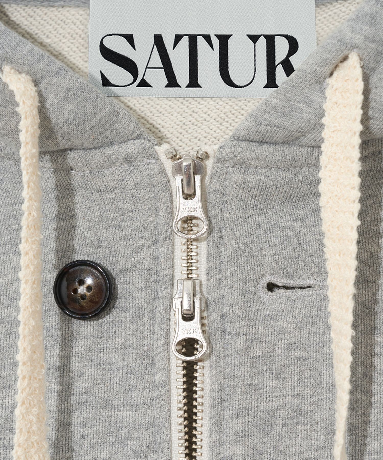 MUSINSA | SATUR Theo Cotton All Day Hooded Zip-up Melange Gray