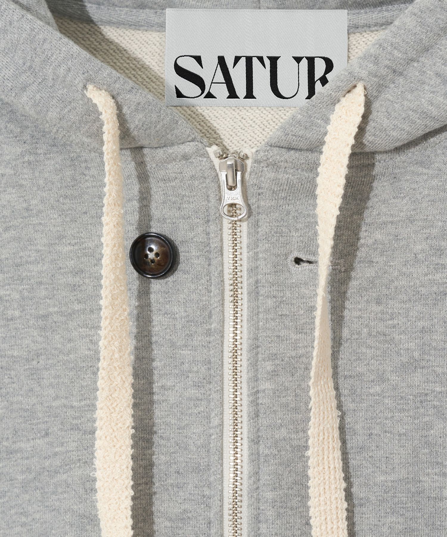 MUSINSA | SATUR Theo Cotton All Day Hooded Zip-up Melange Gray