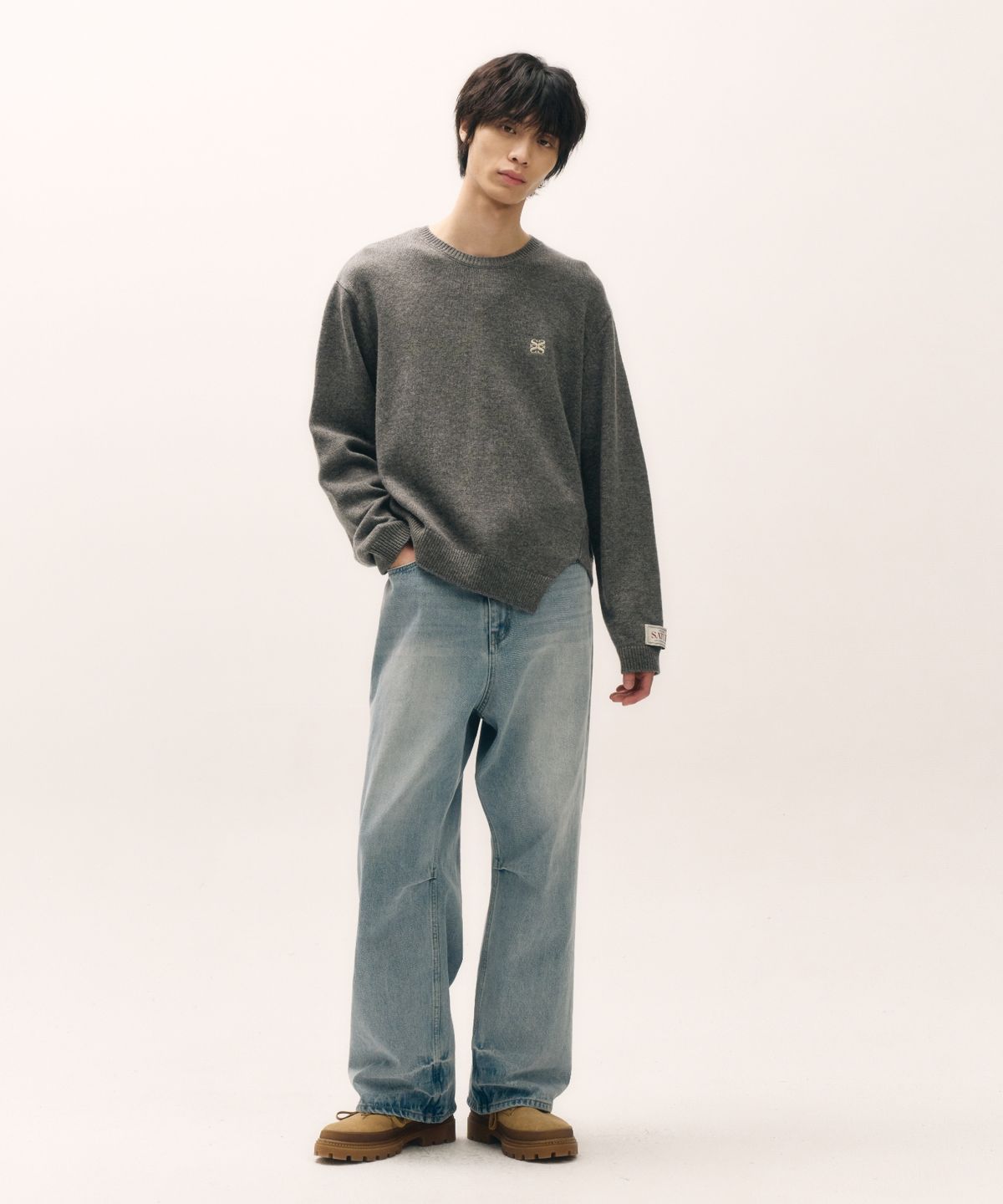 세터(SATUR) 더블린 언발란스 캐시미어 블렌드 니트 클래식 차콜