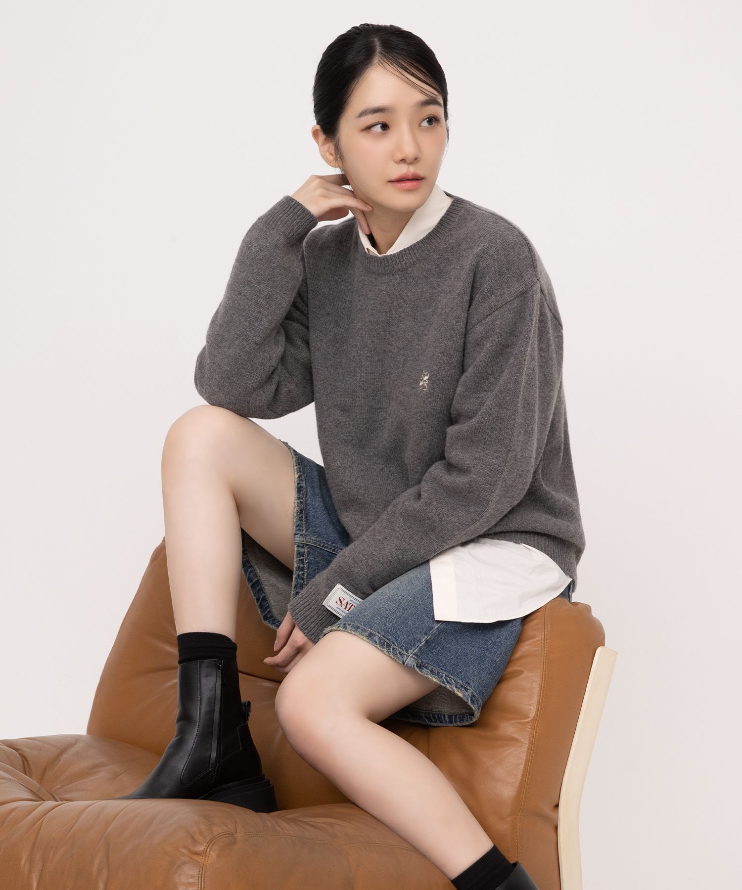 MUSINSA | SATUR Dublin Unbalanced Cashmere Blend Knit